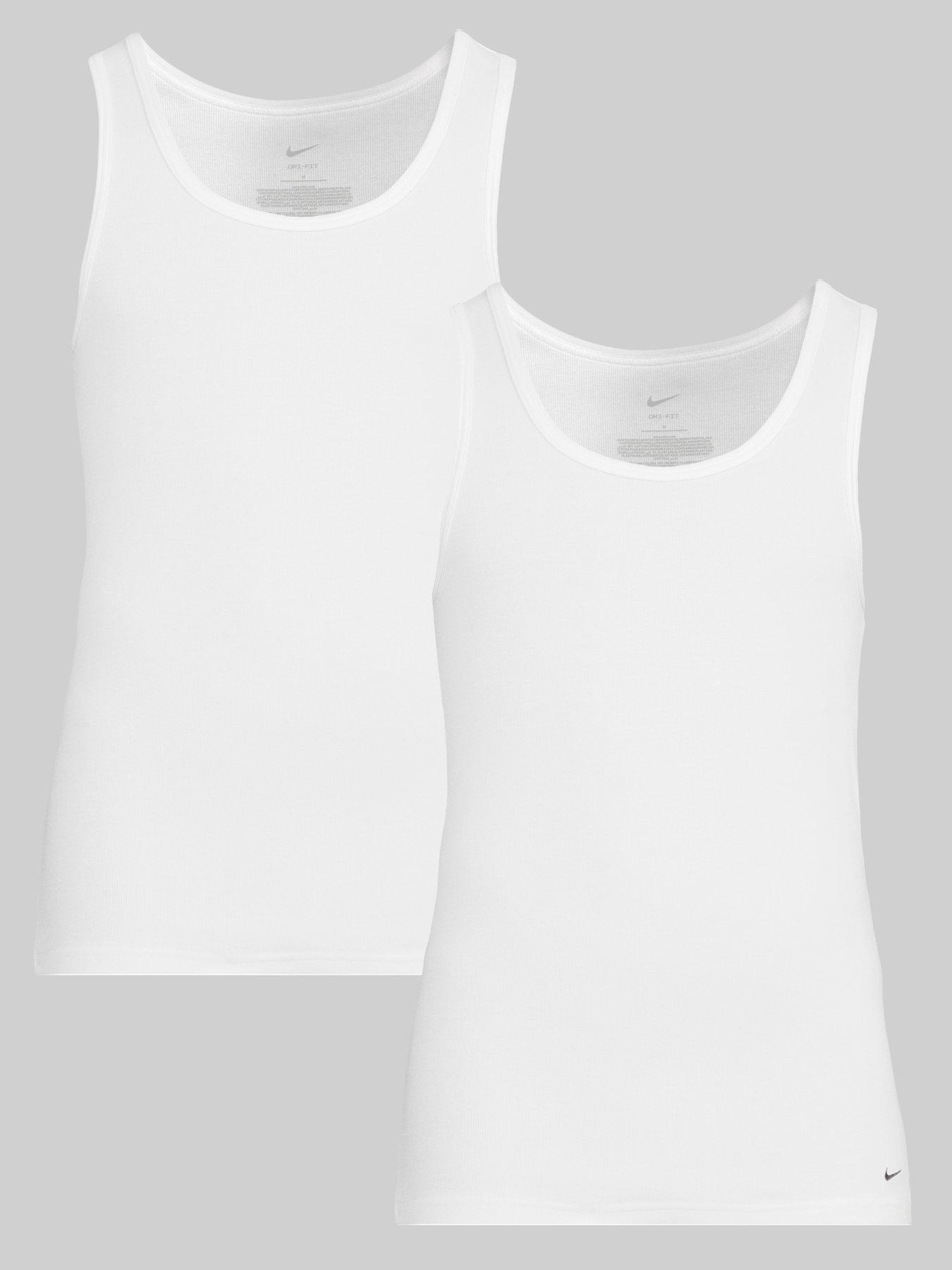 Image 1 of 6 of Nike Cotton Stretch 2 Pack Ribbed Tank Vest - White