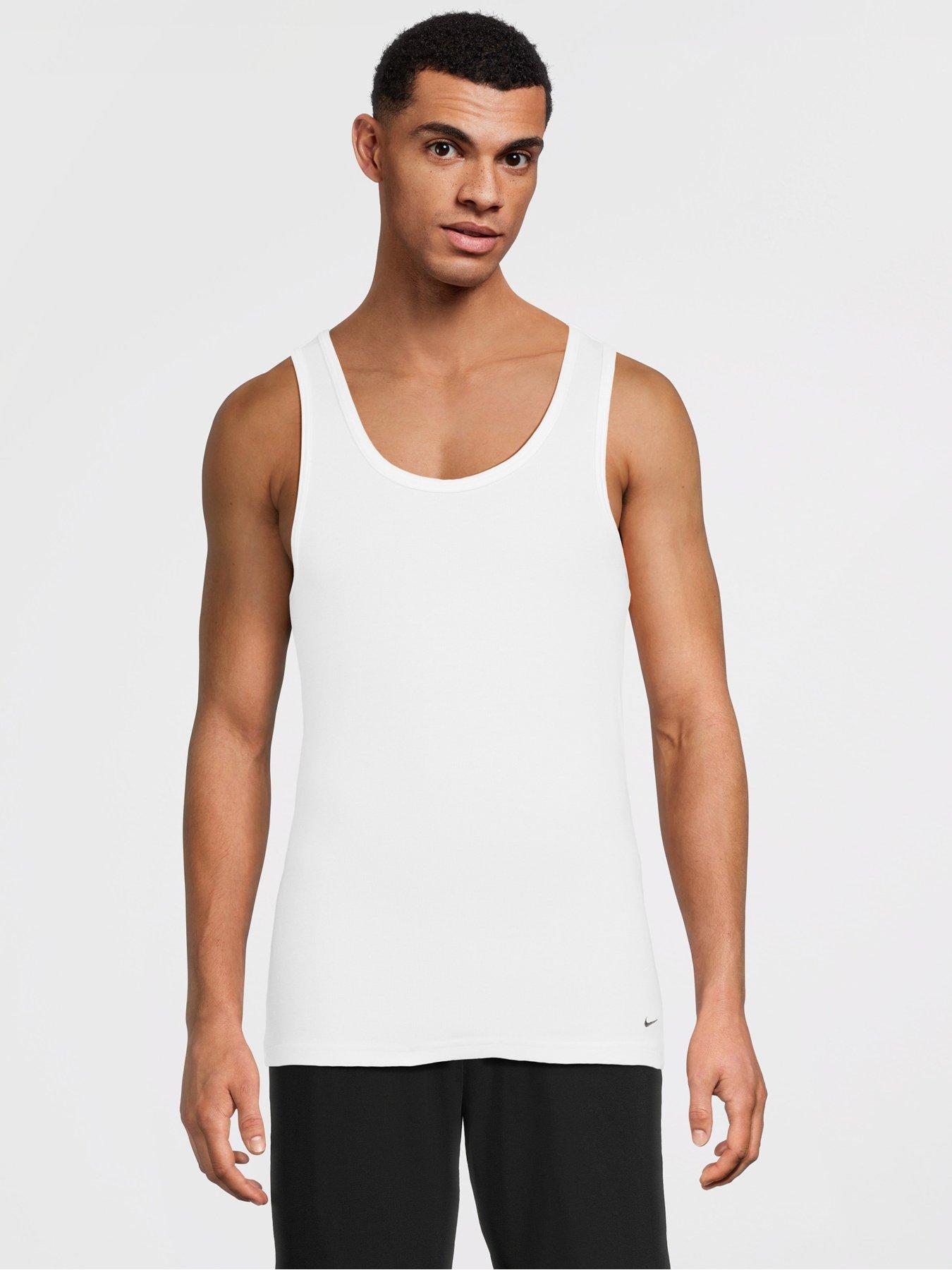 Image 2 of 6 of Nike Cotton Stretch 2 Pack Ribbed Tank Vest - White
