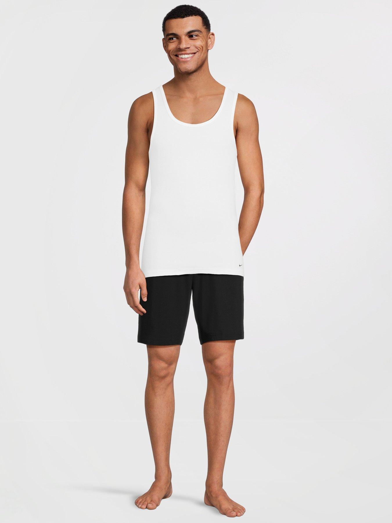 Image 4 of 6 of Nike Cotton Stretch 2 Pack Ribbed Tank Vest - White