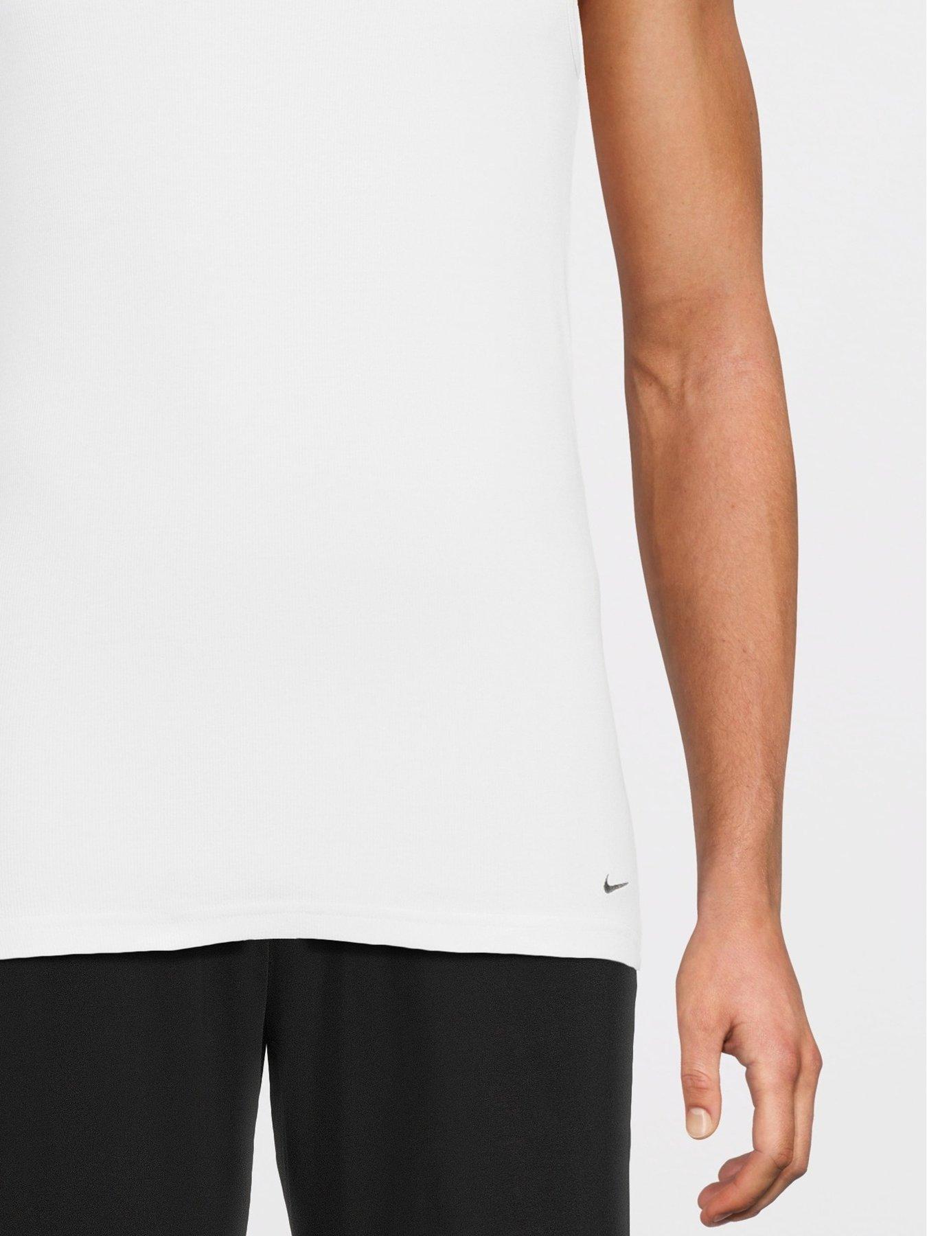 Image 5 of 6 of Nike Cotton Stretch 2 Pack Ribbed Tank Vest - White