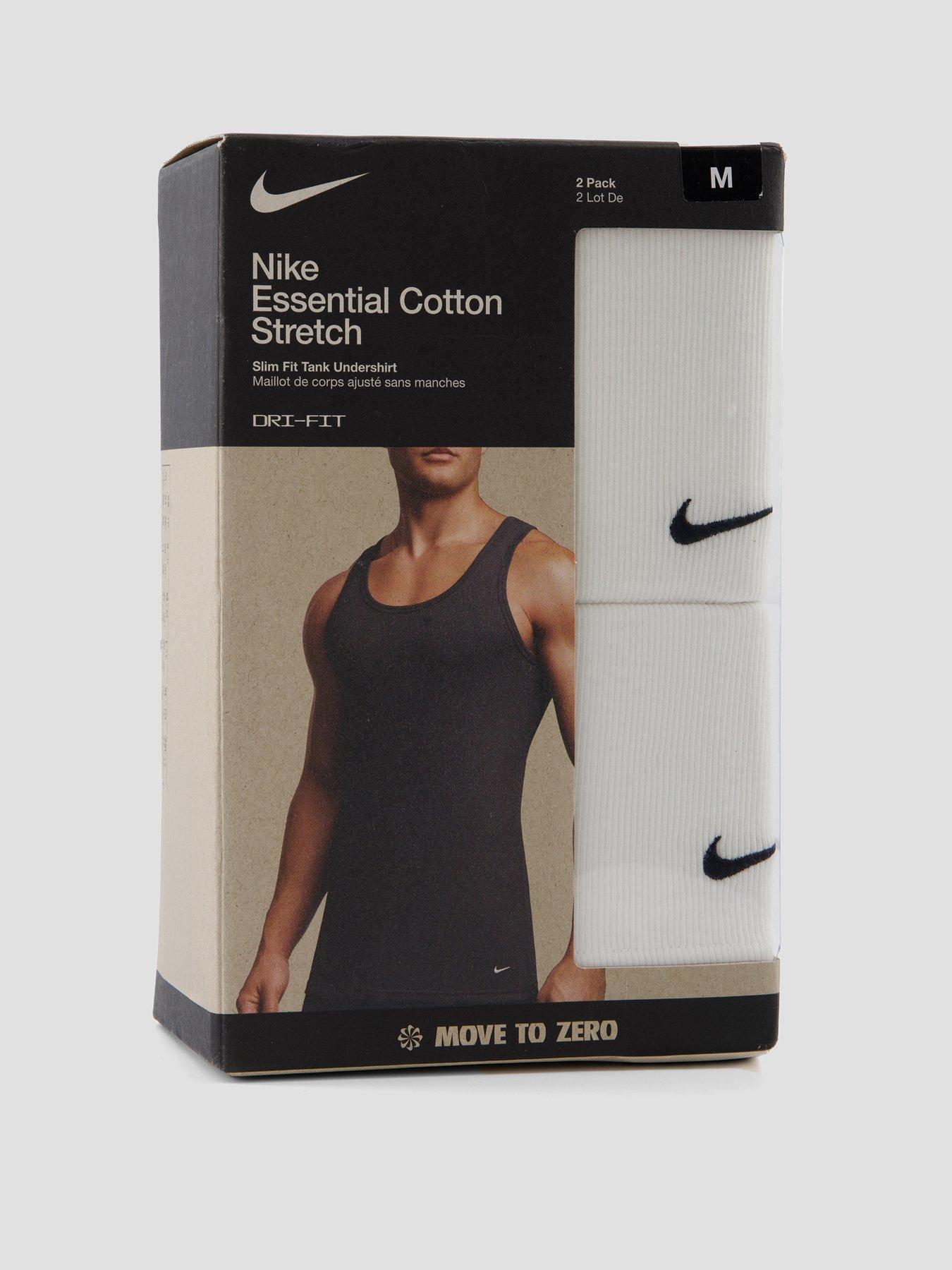 Image 6 of 6 of Nike Cotton Stretch 2 Pack Ribbed Tank Vest - White