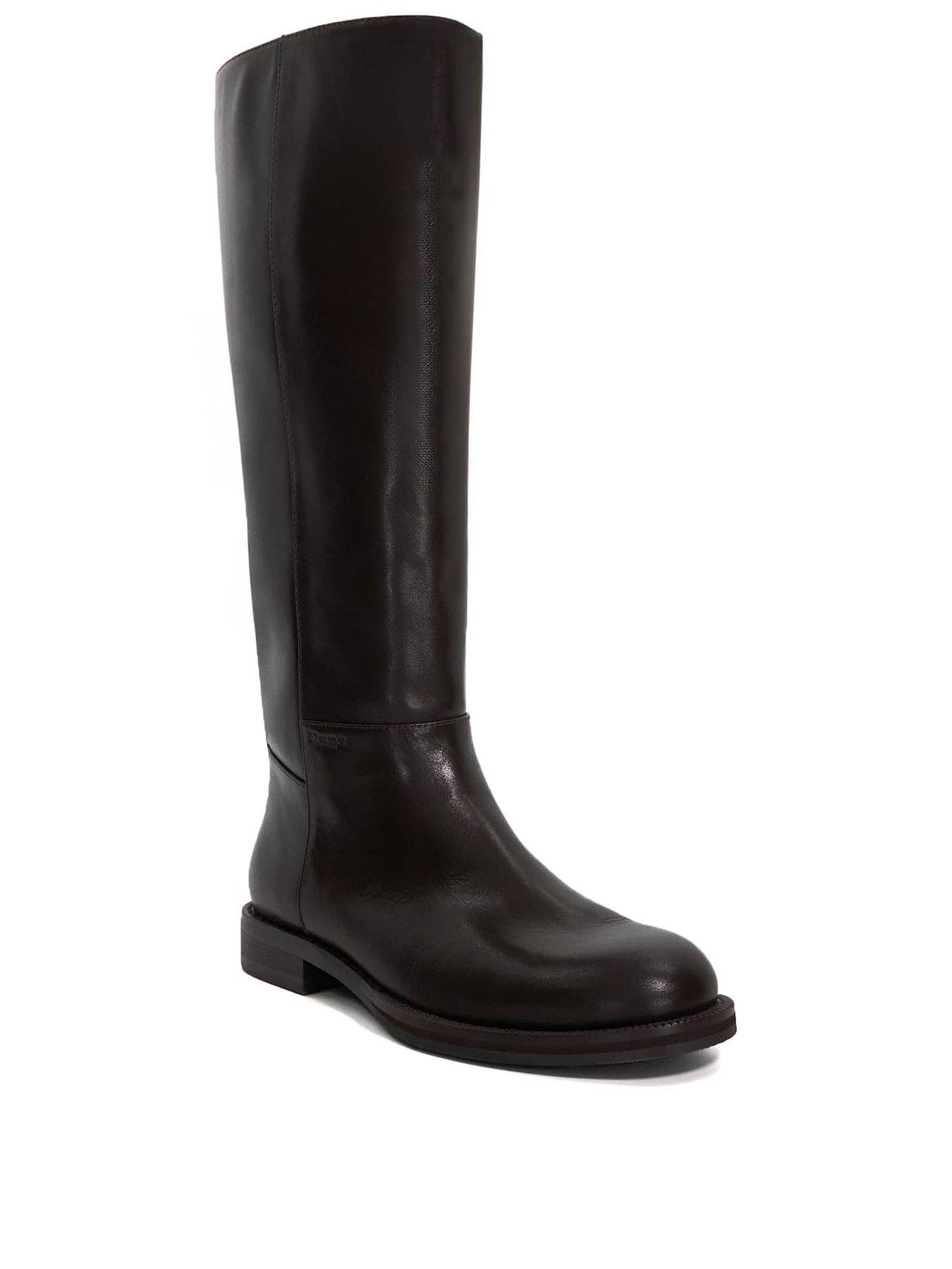 Image 3 of 6 of Dune London Tova Pull On Knee High Boots - Brown