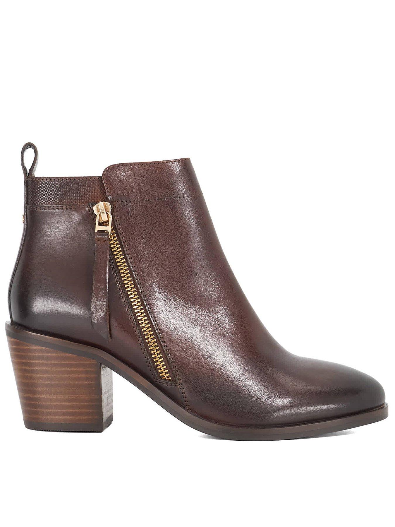 Dune London Paicing Side Zip Ankle Boots - Brown