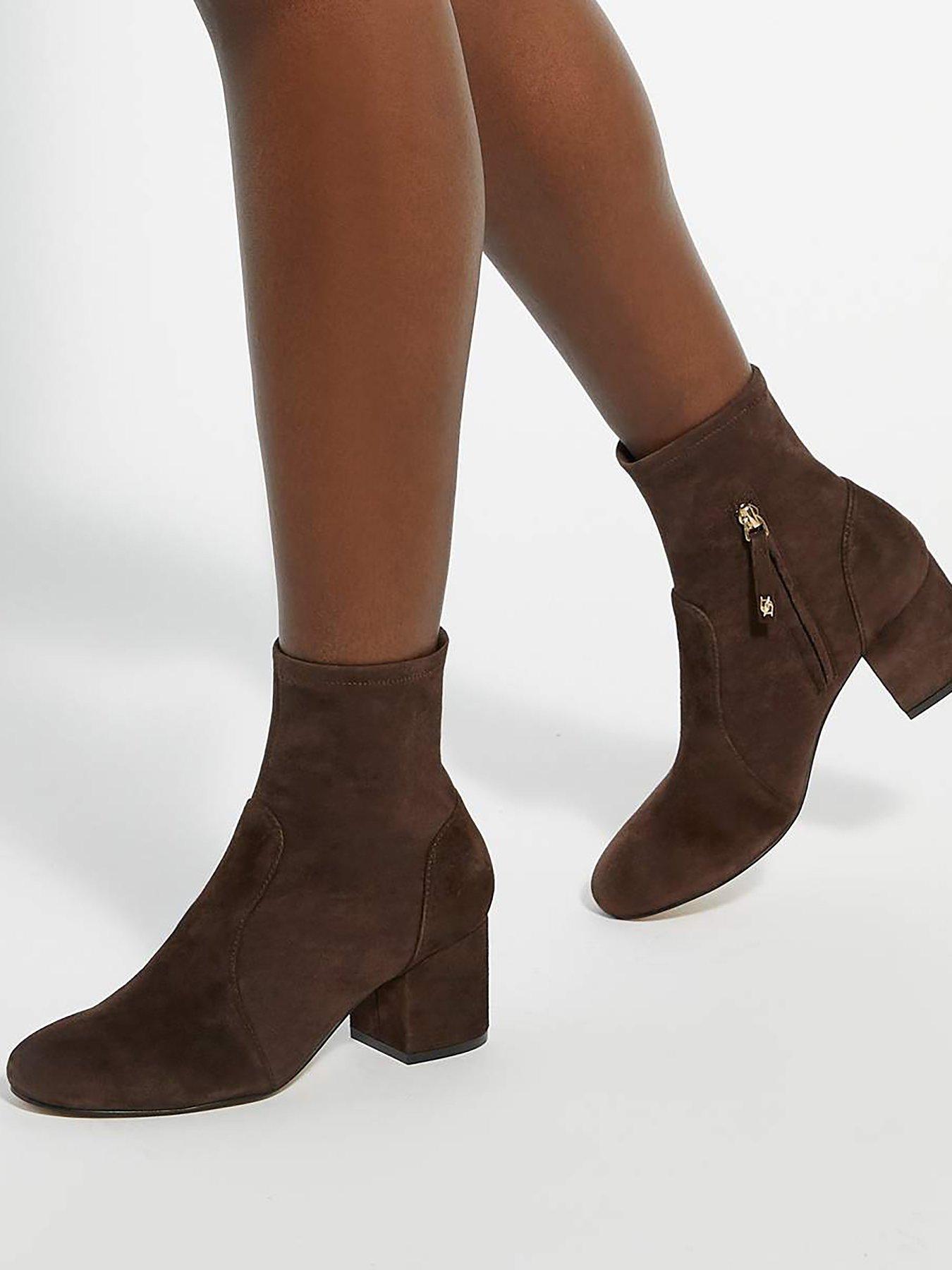 Dune London Olianna Sock Boot Block Heel Boot - Brown