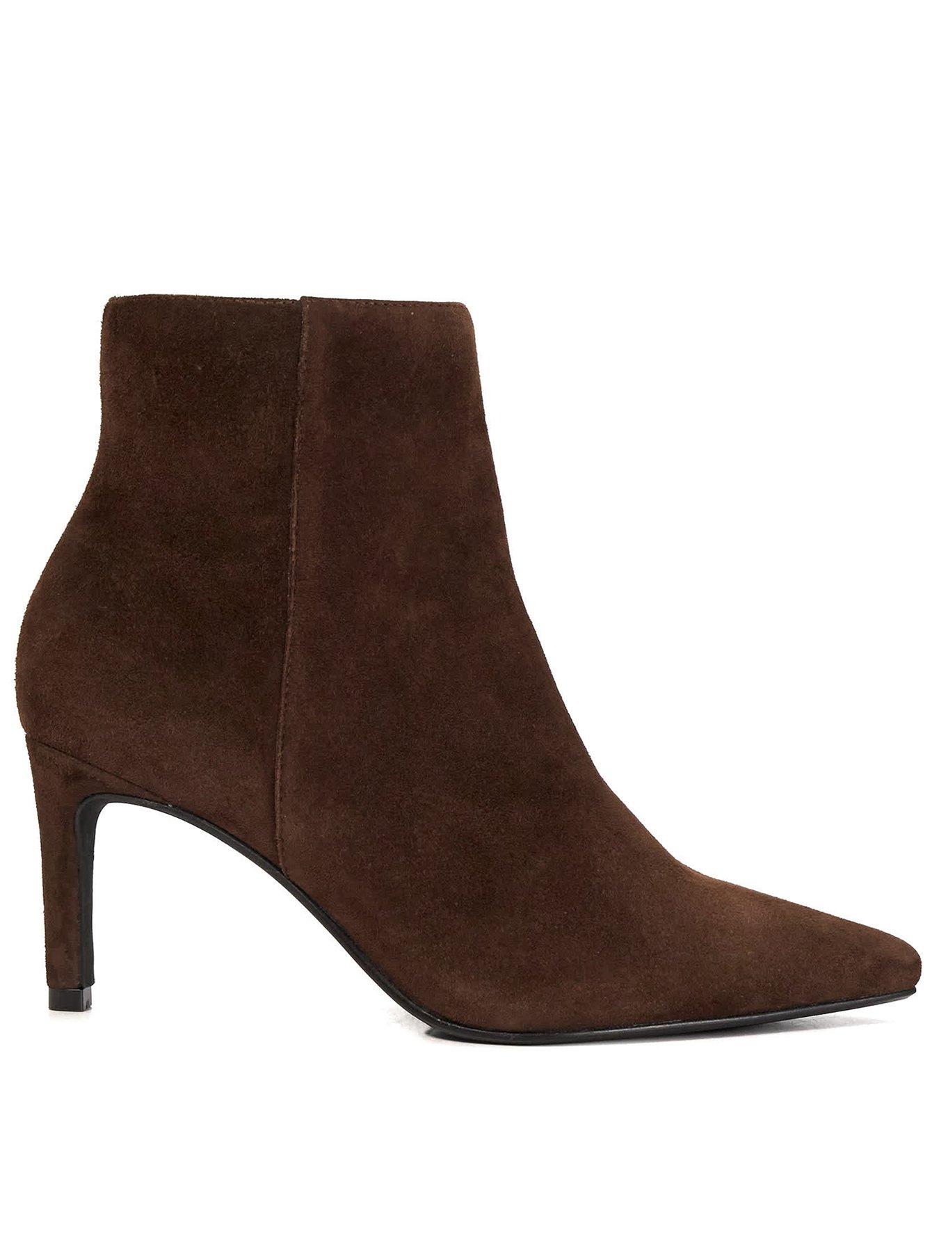 Image 2 of 6 of Dune London Obsessively Pointed Toe High Heel Boots - Brown