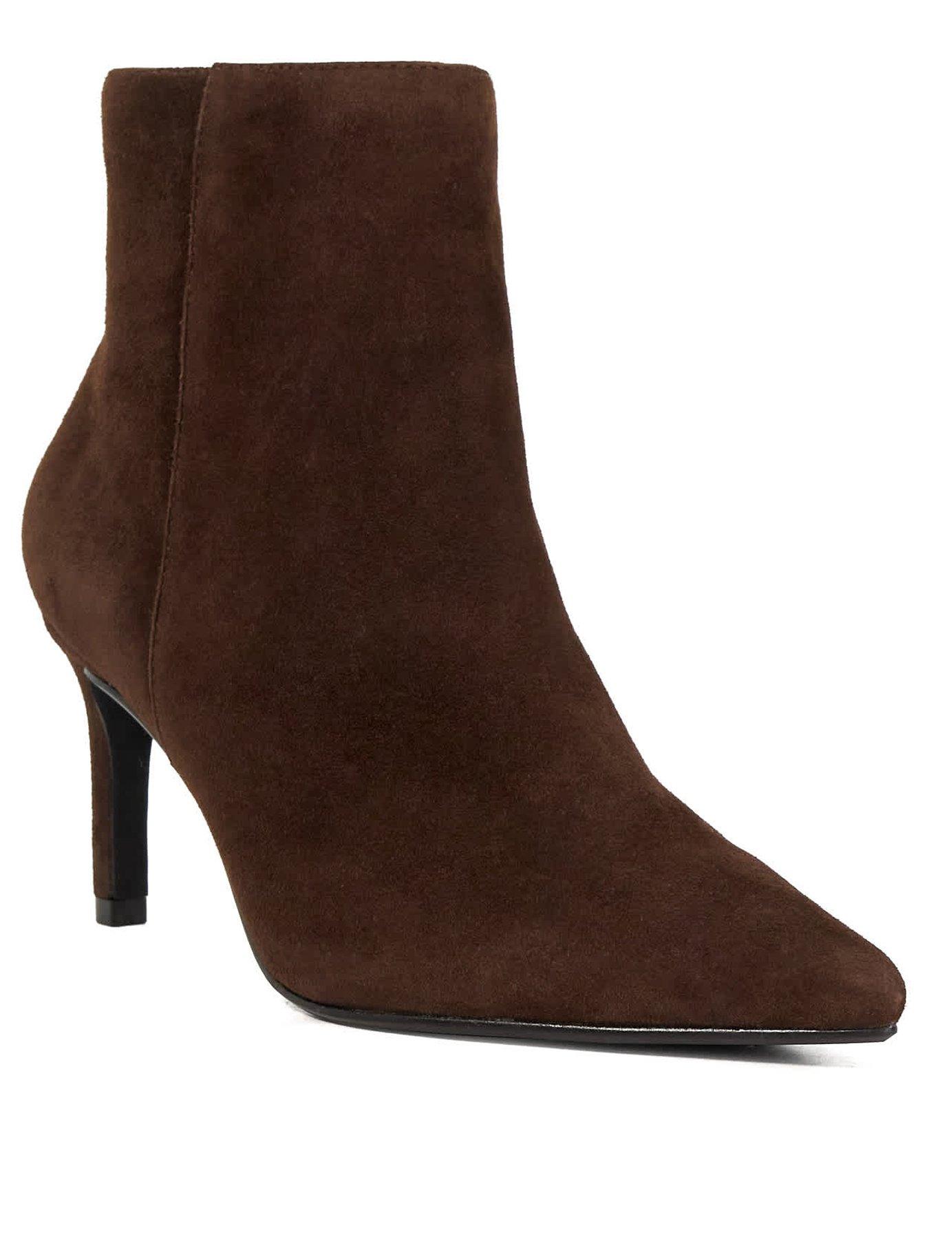 Image 3 of 6 of Dune London Obsessively Pointed Toe High Heel Boots - Brown