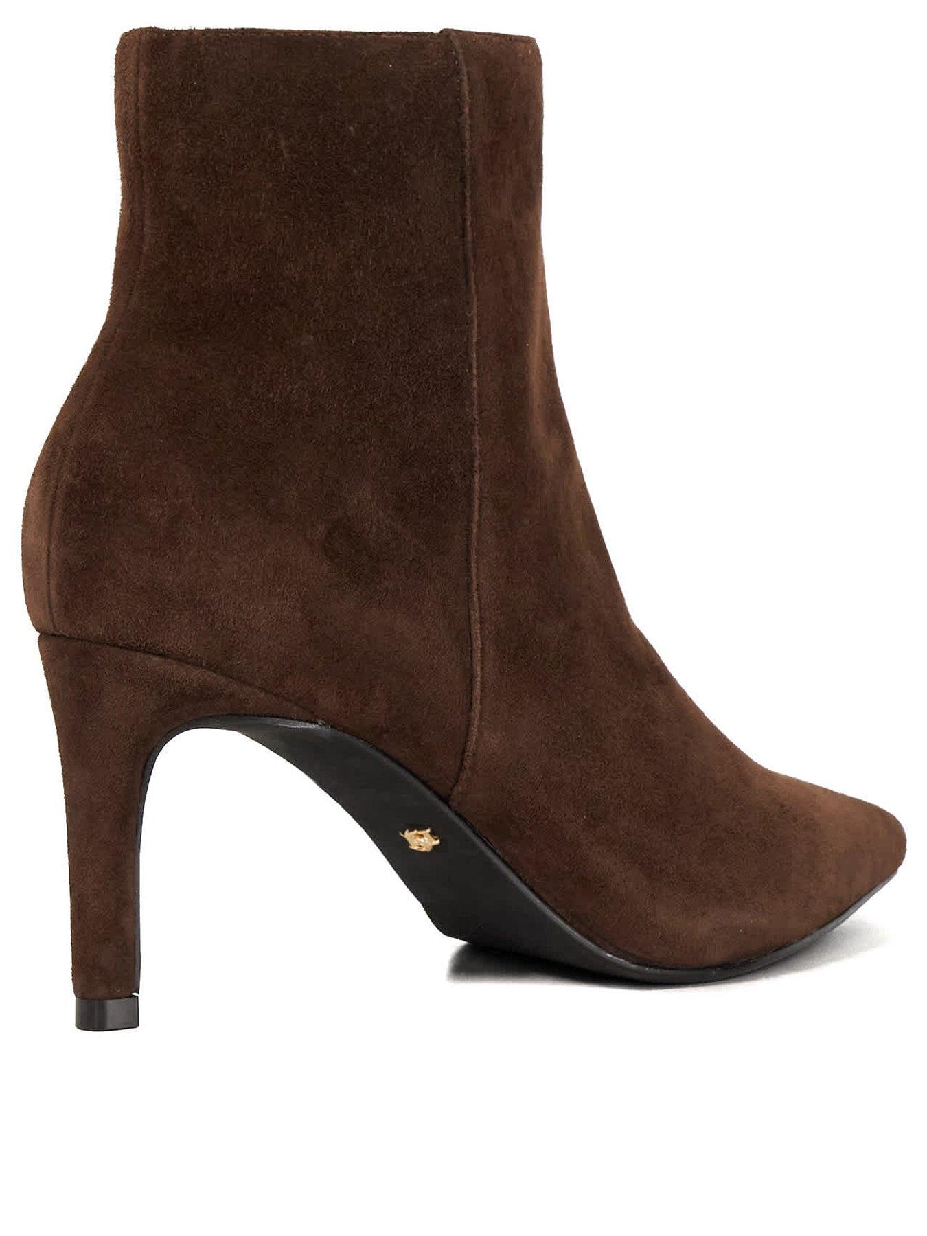 Image 4 of 6 of Dune London Obsessively Pointed Toe High Heel Boots - Brown