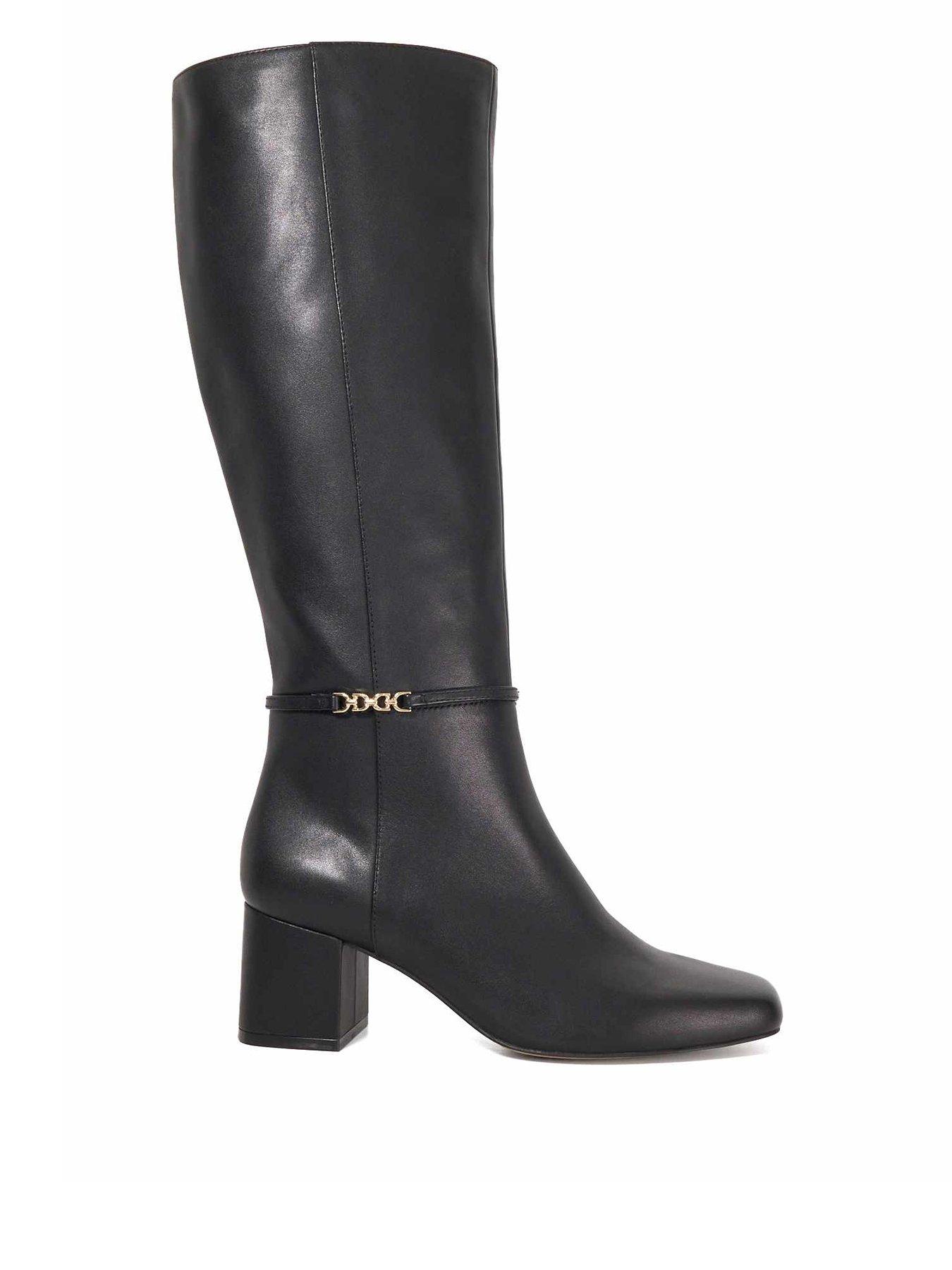 Image 2 of 6 of Dune London Sanna Square Toe Knee High Boots - Black