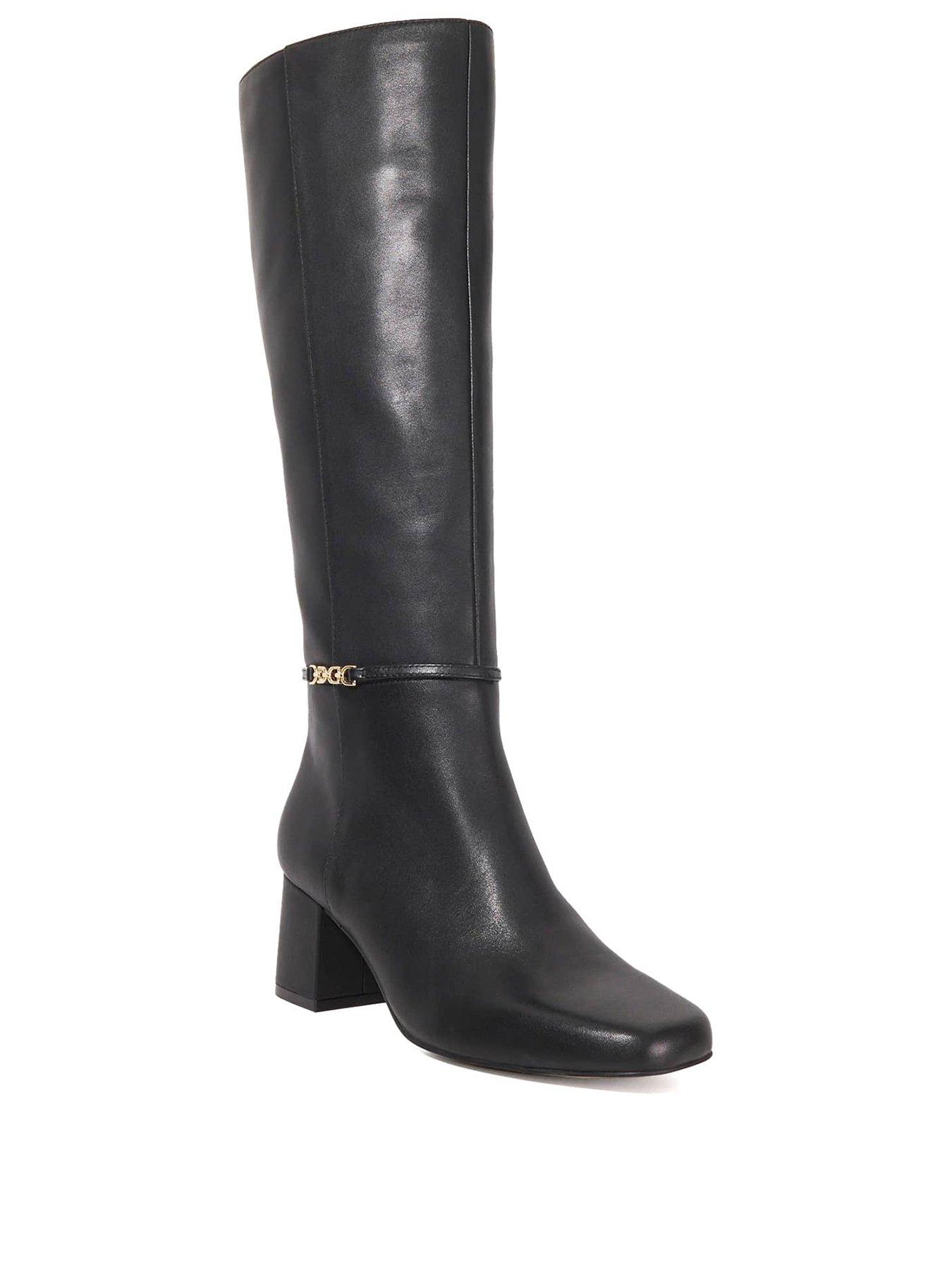 Image 3 of 6 of Dune London Sanna Square Toe Knee High Boots - Black