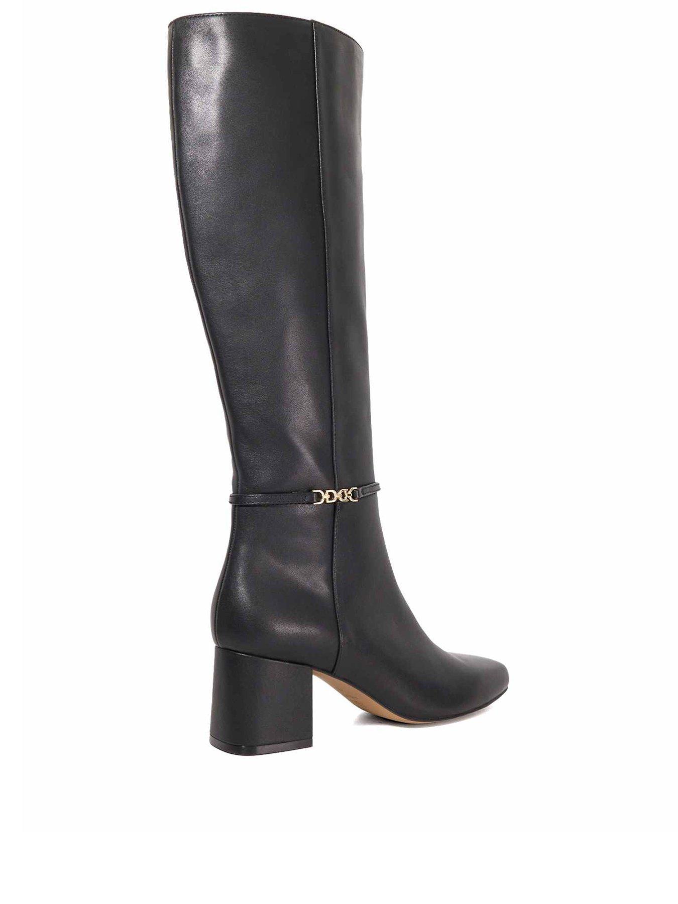 Image 4 of 6 of Dune London Sanna Square Toe Knee High Boots - Black