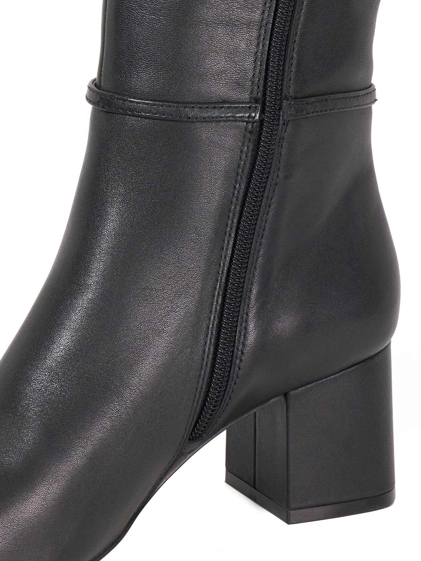 Image 6 of 6 of Dune London Sanna Square Toe Knee High Boots - Black