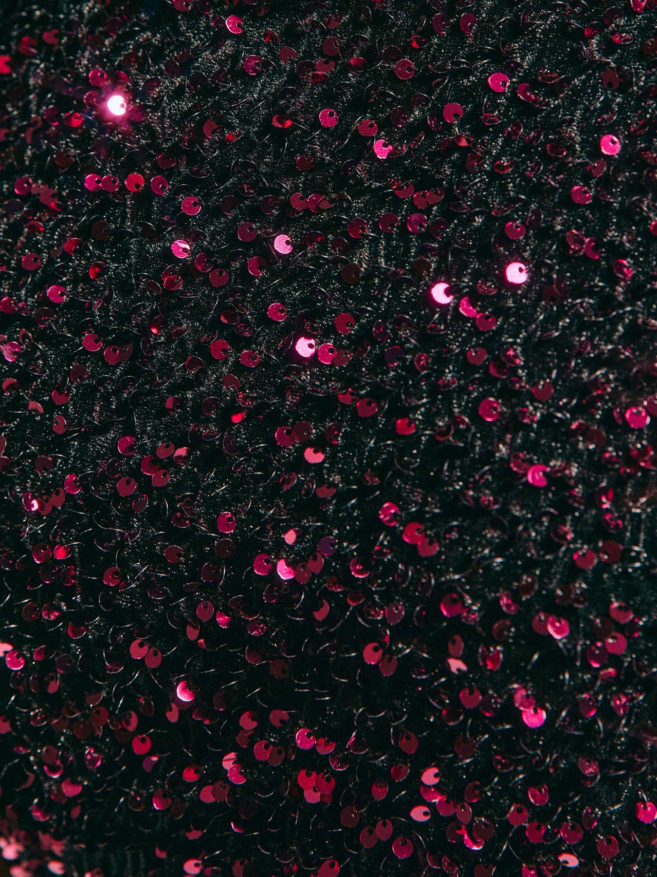 New Look Velvet A-line Midi Sequin Dress - Dark Burgundy | Very