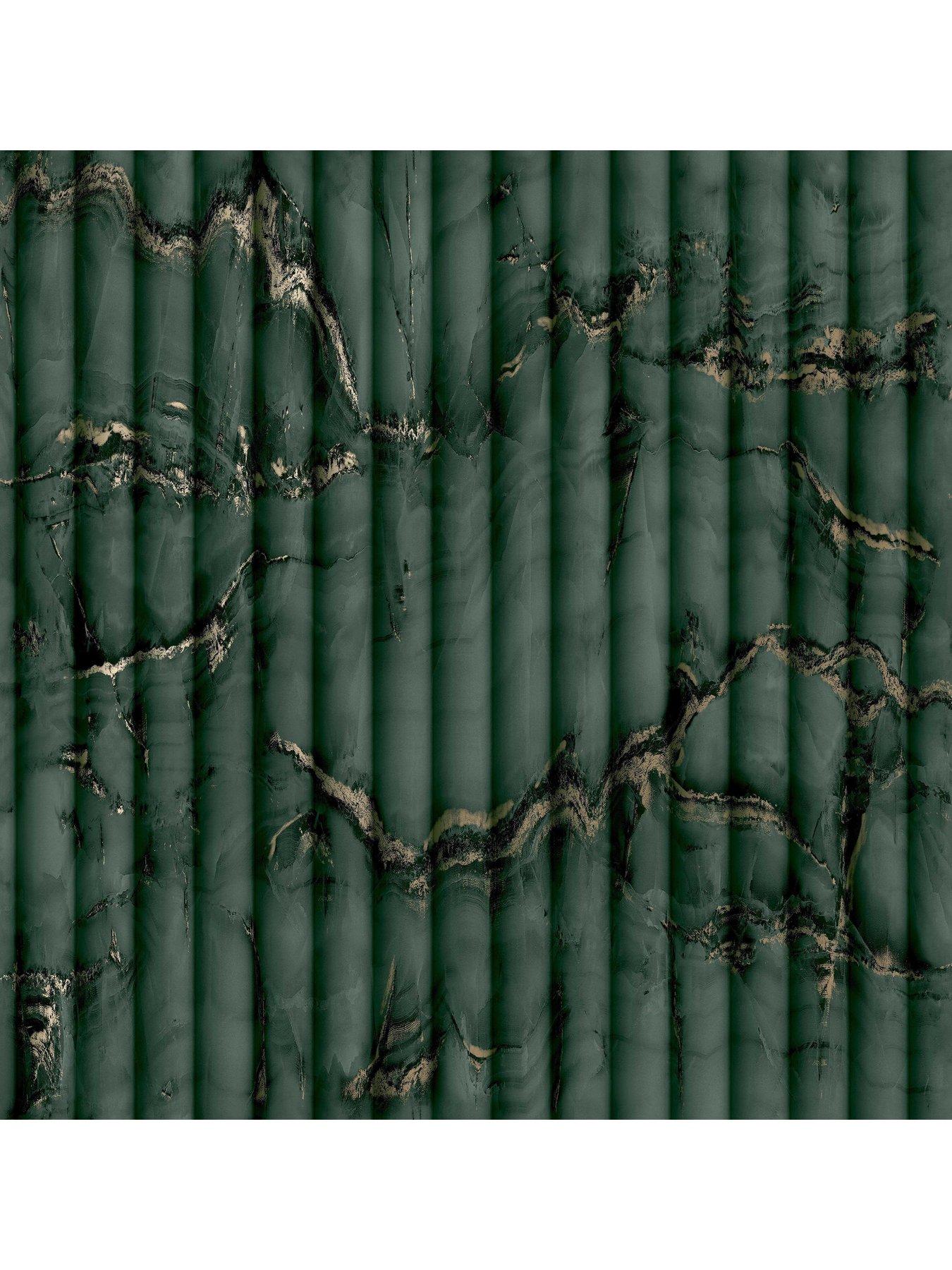 Image 2 of 3 of Fine Decor Bianco Fluted Marble Deep Green Wallpaper