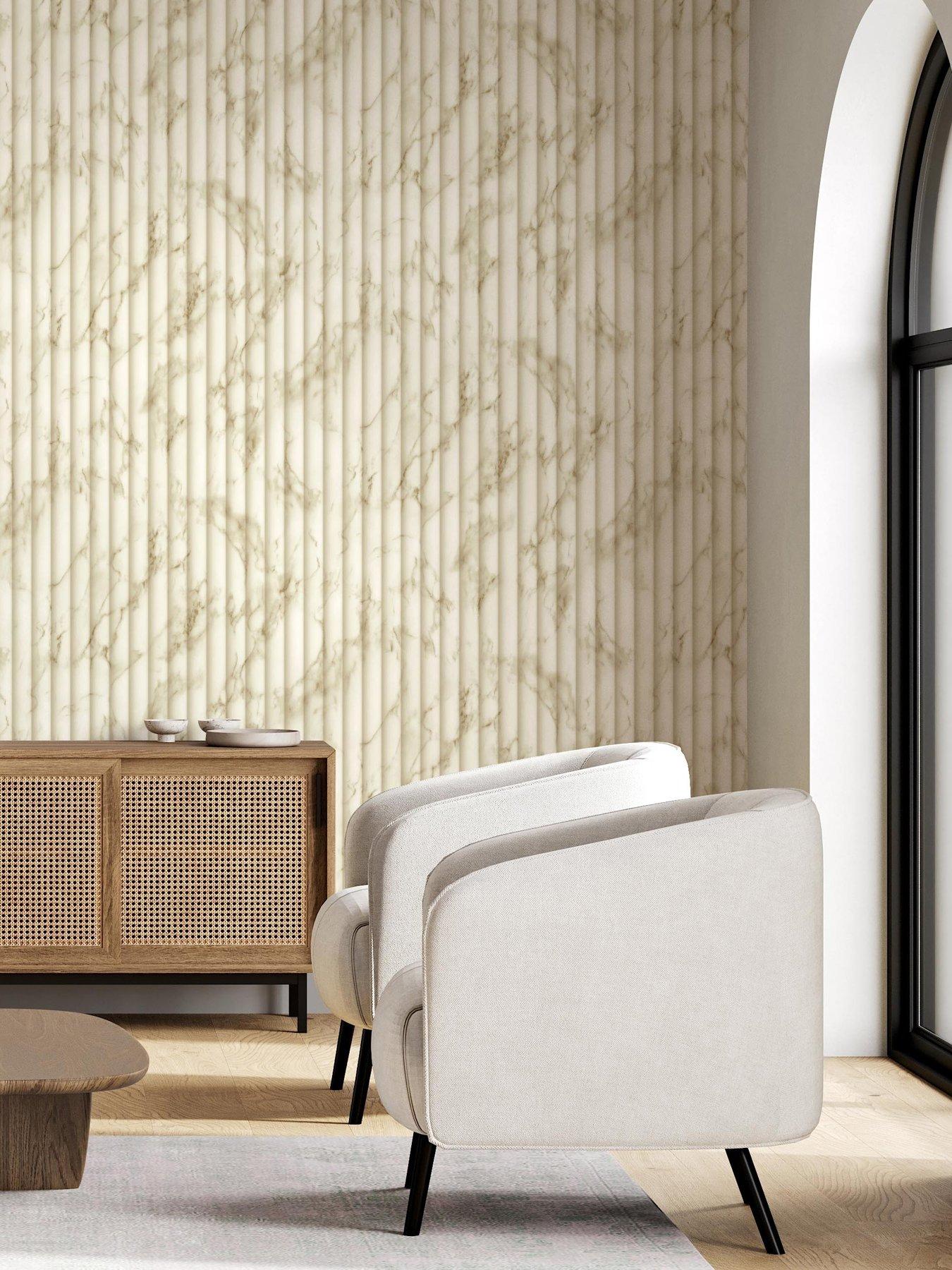 Fine Decor Bianco Fluted Marble Natural Wallpaper