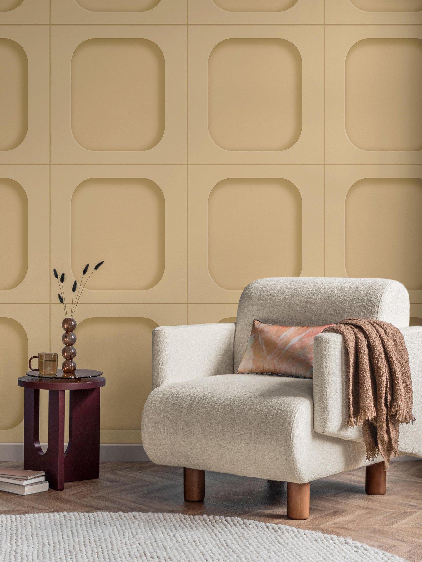 Fine Decor Sloane Panel Honey Wallpaper