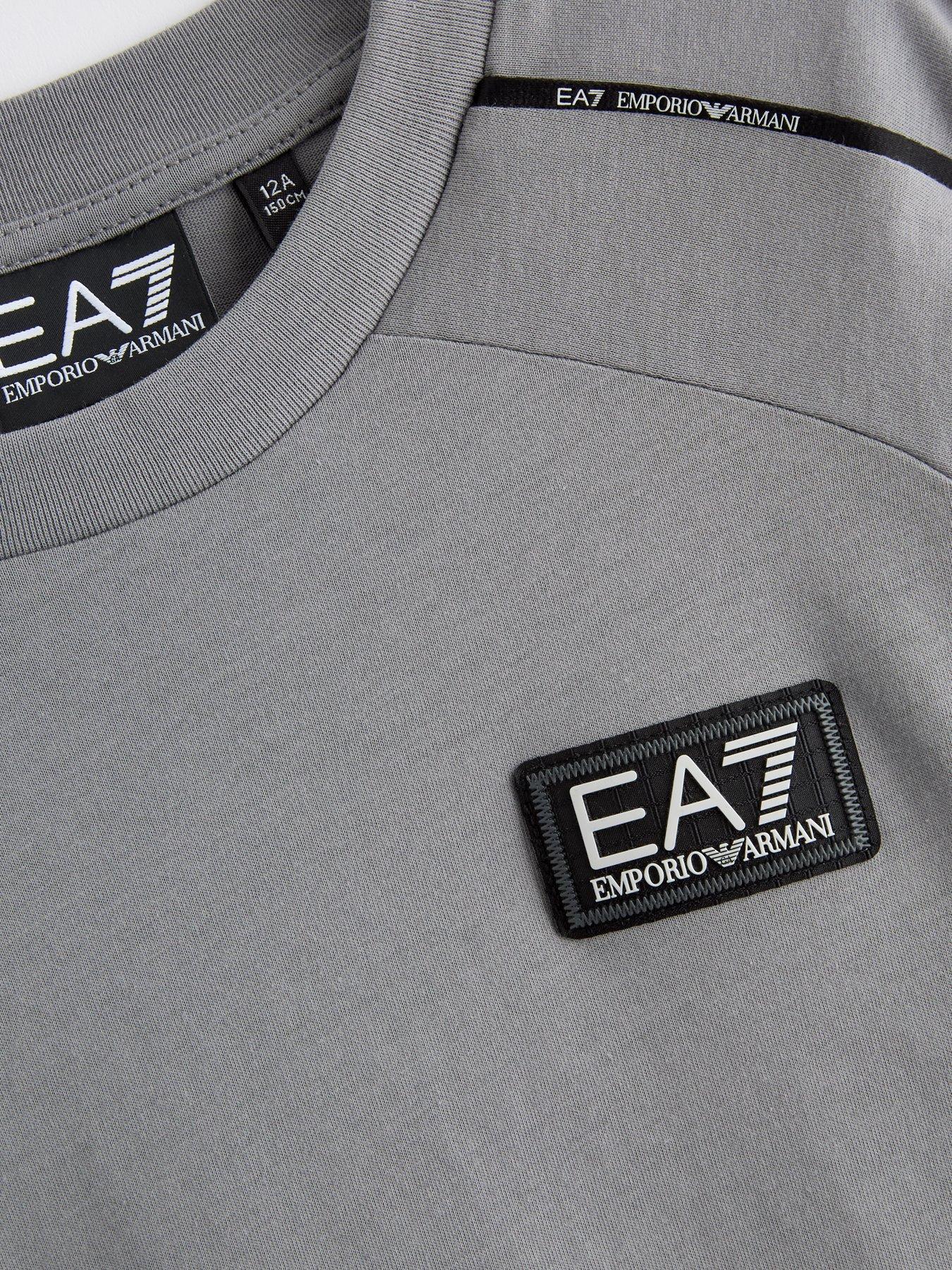 Image 3 of 4 of EA7 Emporio Armani Boys Train Logo Series Tape Short Sleeve T-Shirt - Grey