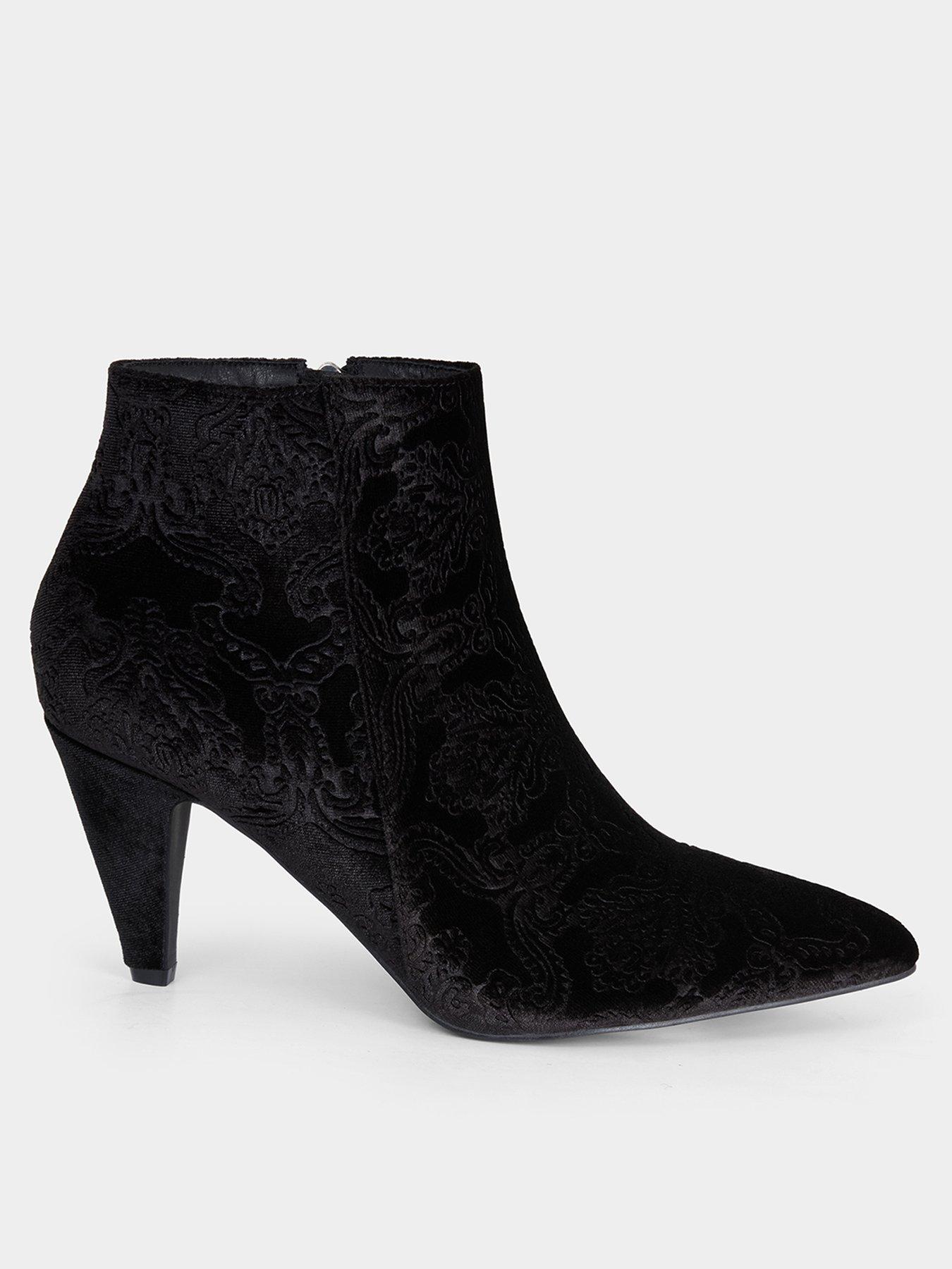 Joe Browns Vivacious Embossed Velvet Ankle Boots - Black