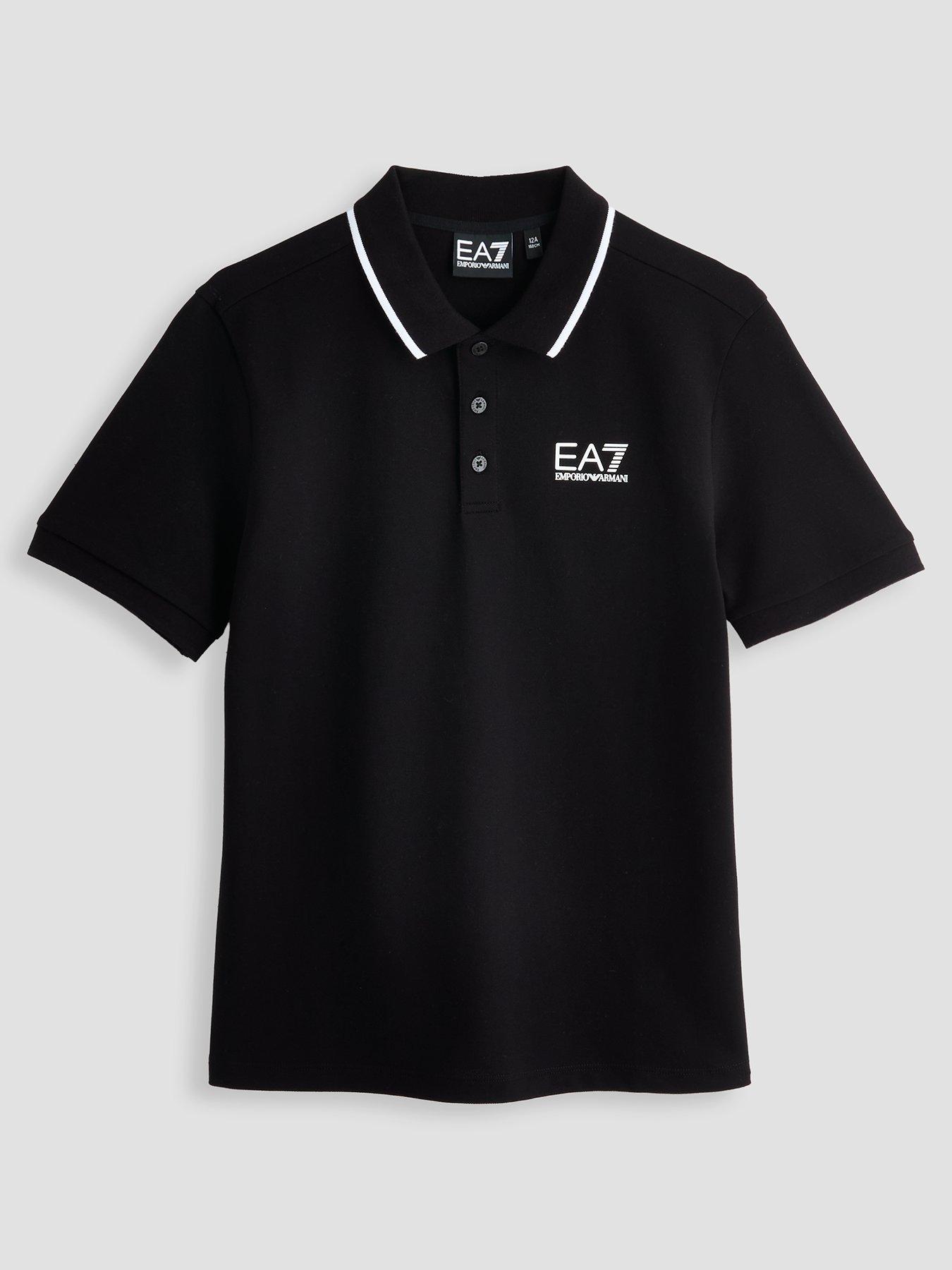EA7 Emporio Armani Boys Train Core Id Short Sleeve Pique Polo Shirt - Black