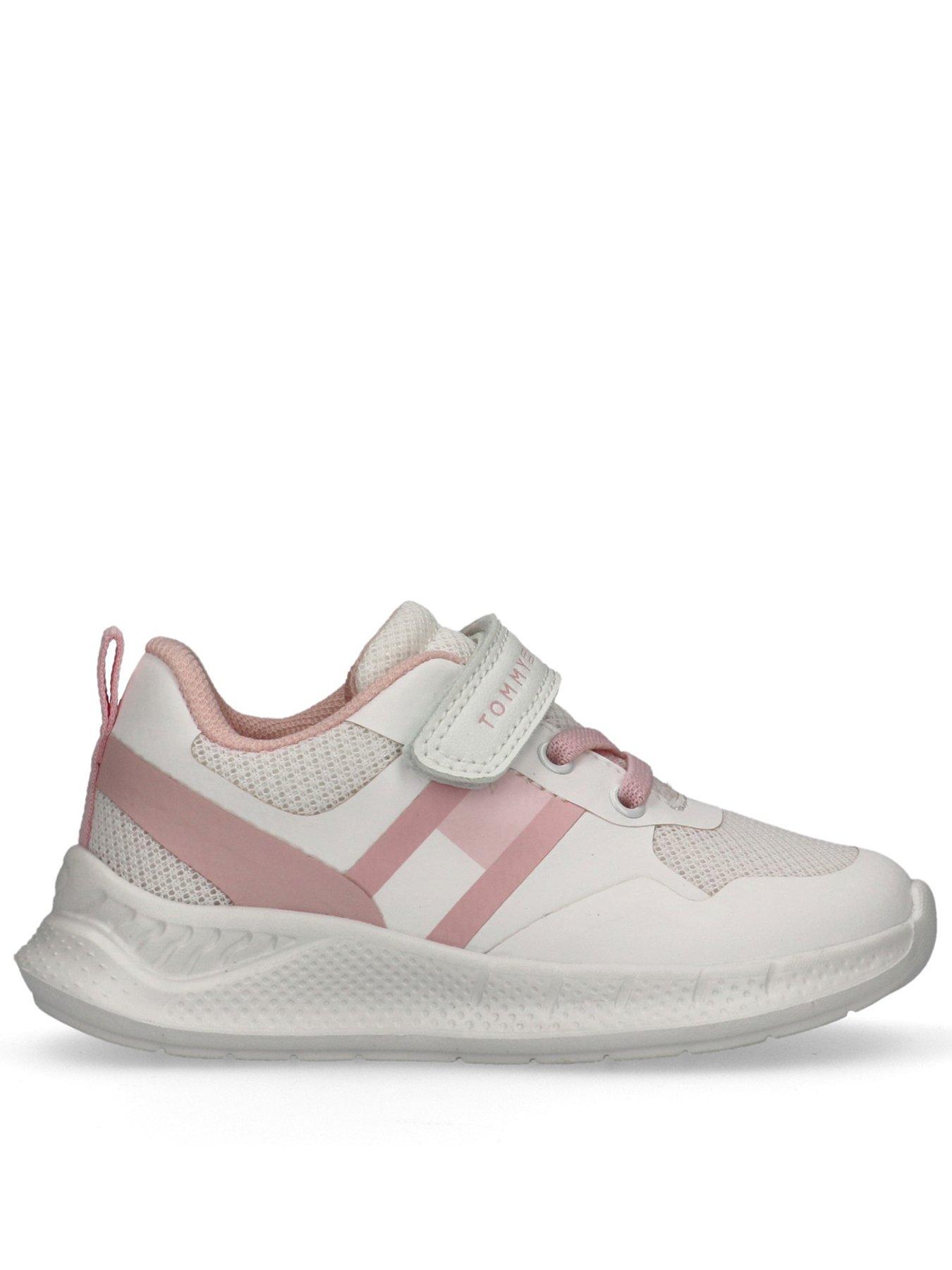 Tommy Hilfiger Girls Flag Low Cut Lace-Up/Velcro Sneaker - White