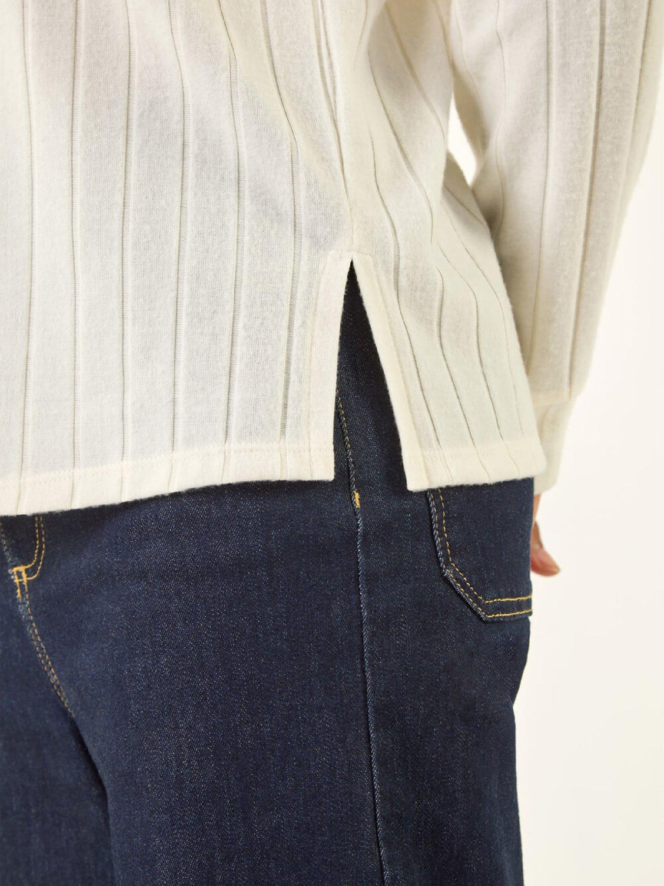 Image 5 of 5 of Roman Ribbed Collared Stretch Top - White