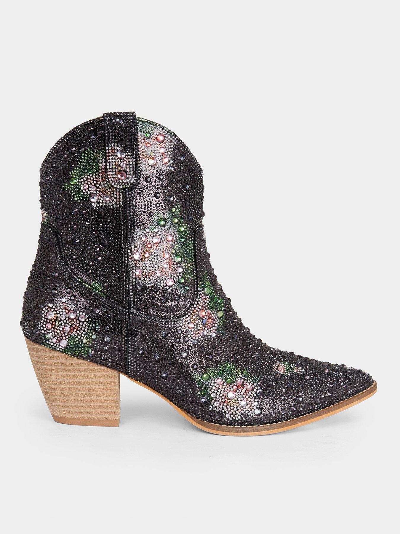 Joe Browns Nevada Jewelled Boots - Black/silver