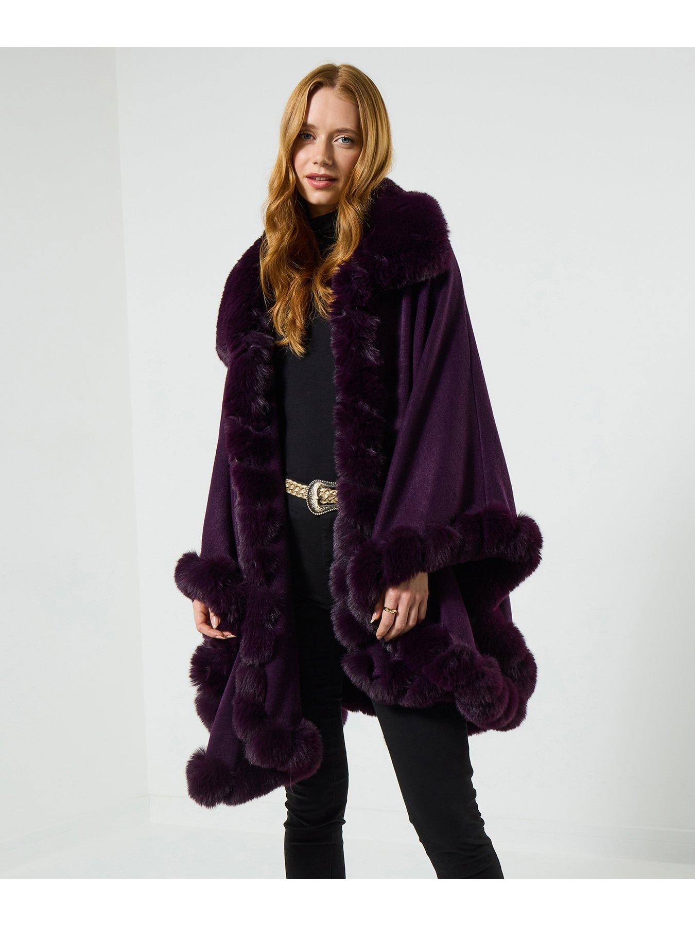 Joe Browns Winter Oasis Faux Fur Trimmed Wrap - Purple