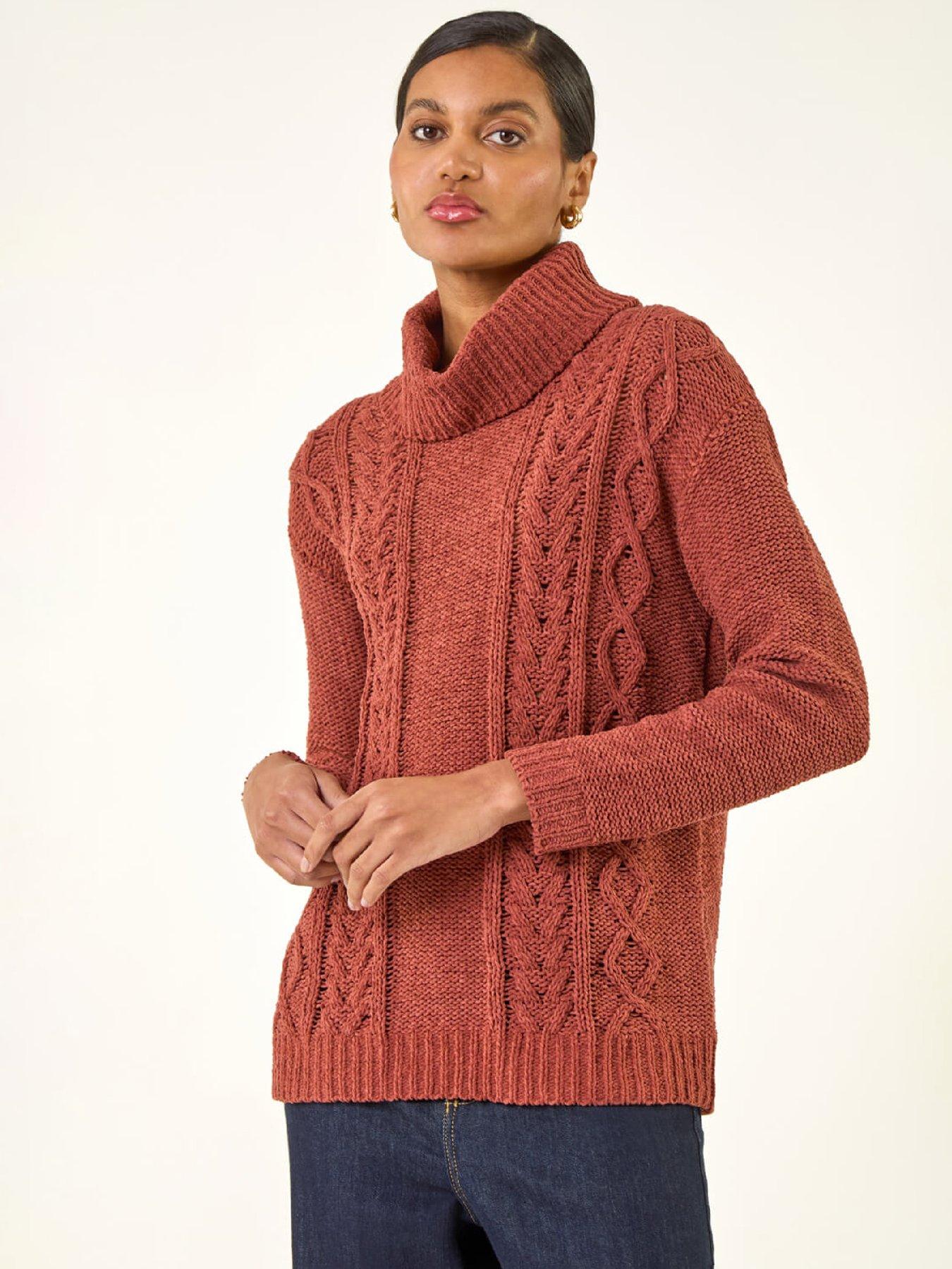 Roman Chenille Roll Neck Knit Jumper - Orange