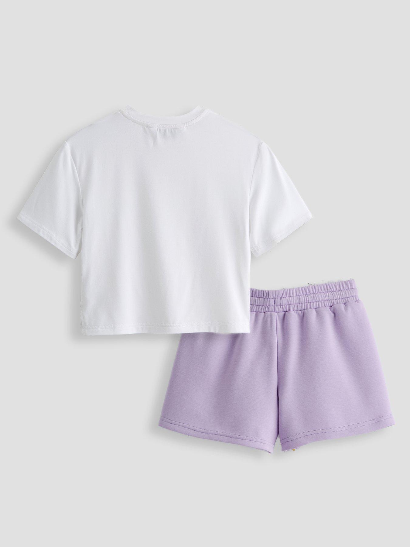 Image 2 of 4 of The Very Collection Girls Soft Touch Shorts And T-Shirt Set - Purple