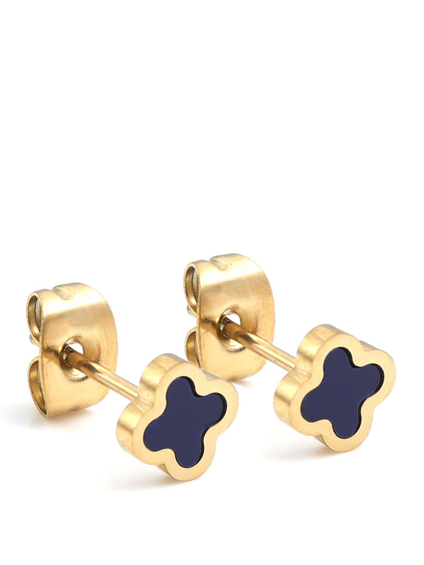 Image 1 of 2 of Say It With Blue Clover Earrings - Yellow Gold