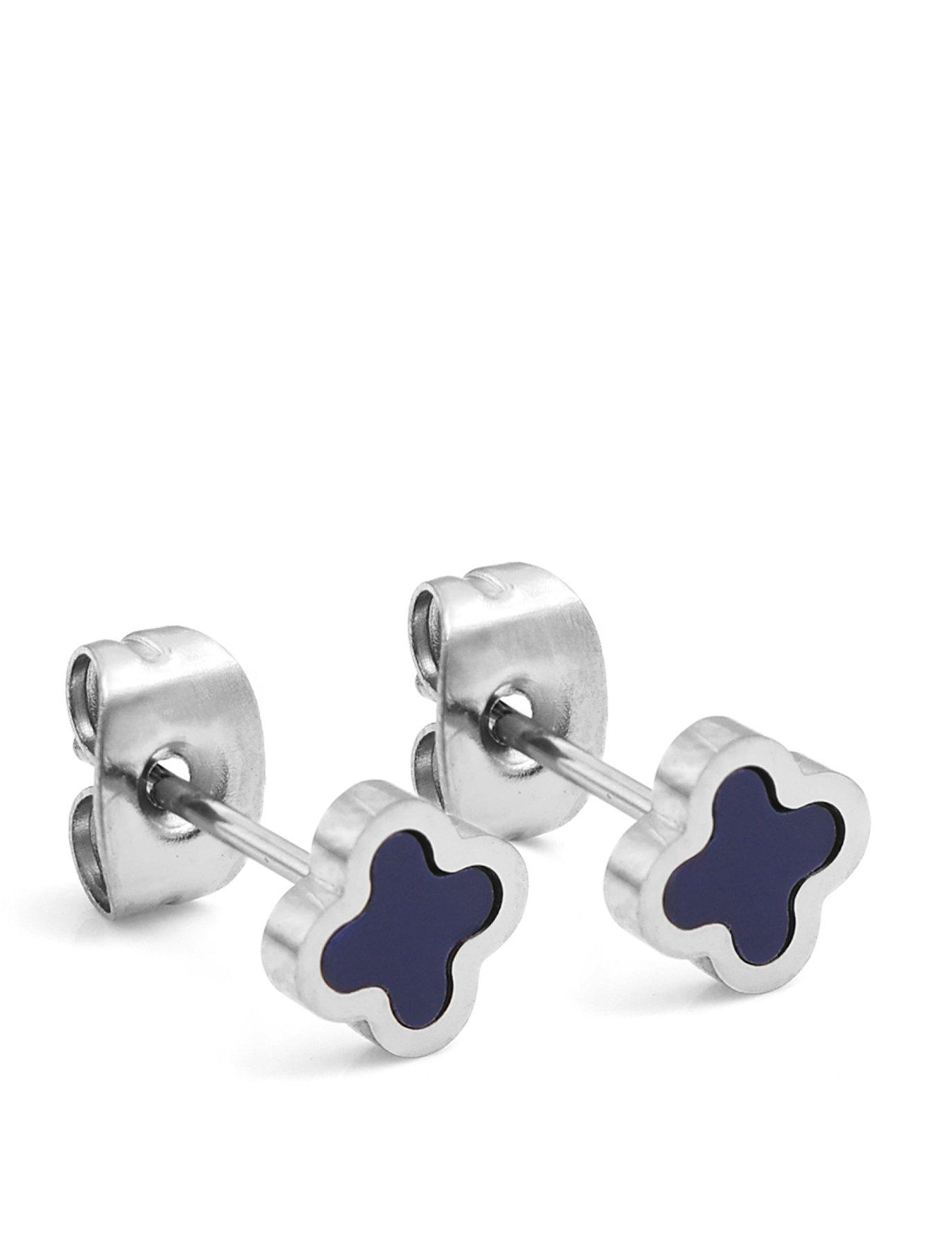 Say It With Blue Clover Earrings - Silver