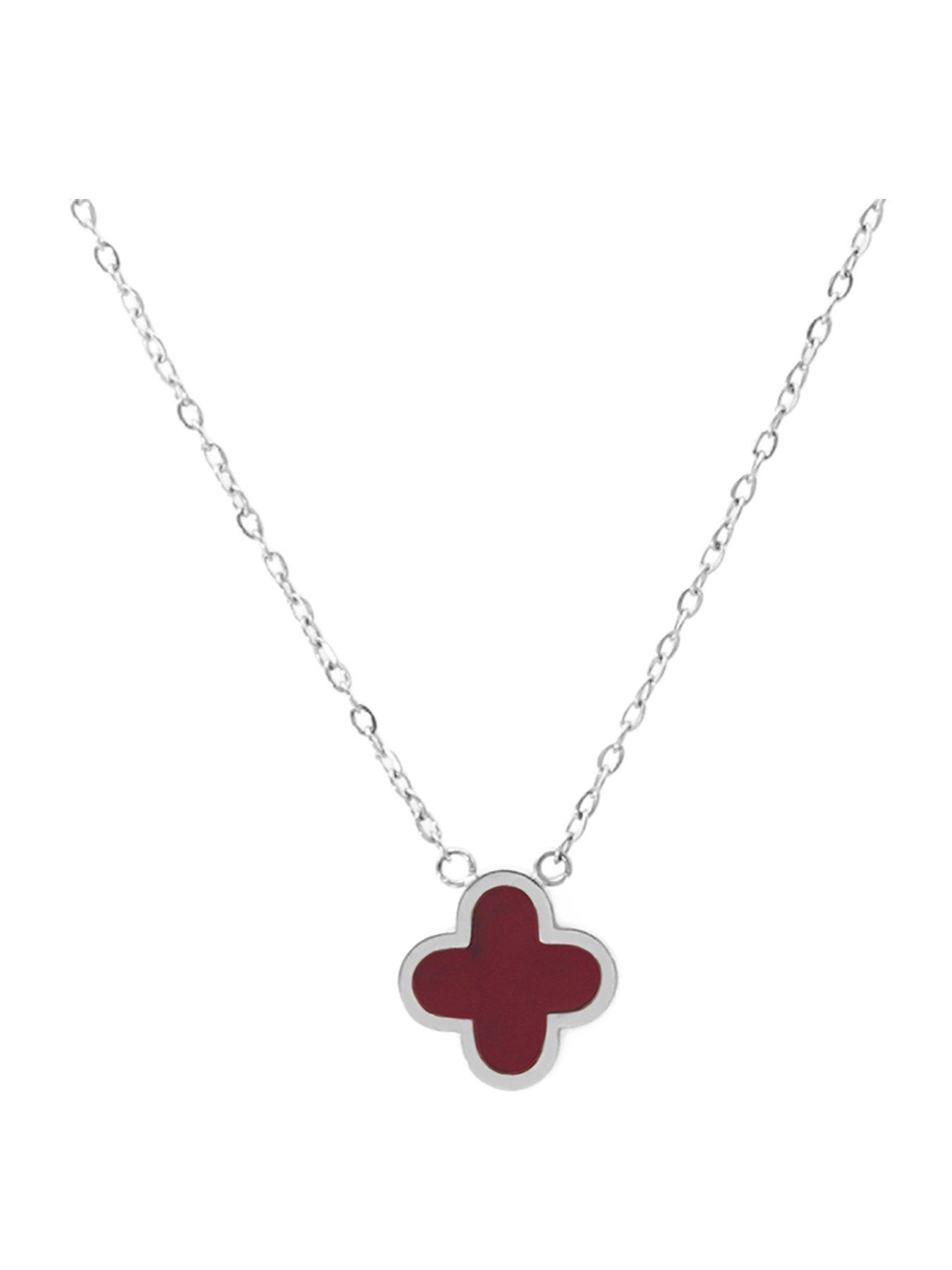 Say It With Plum Crystal Clover Necklace - Silver