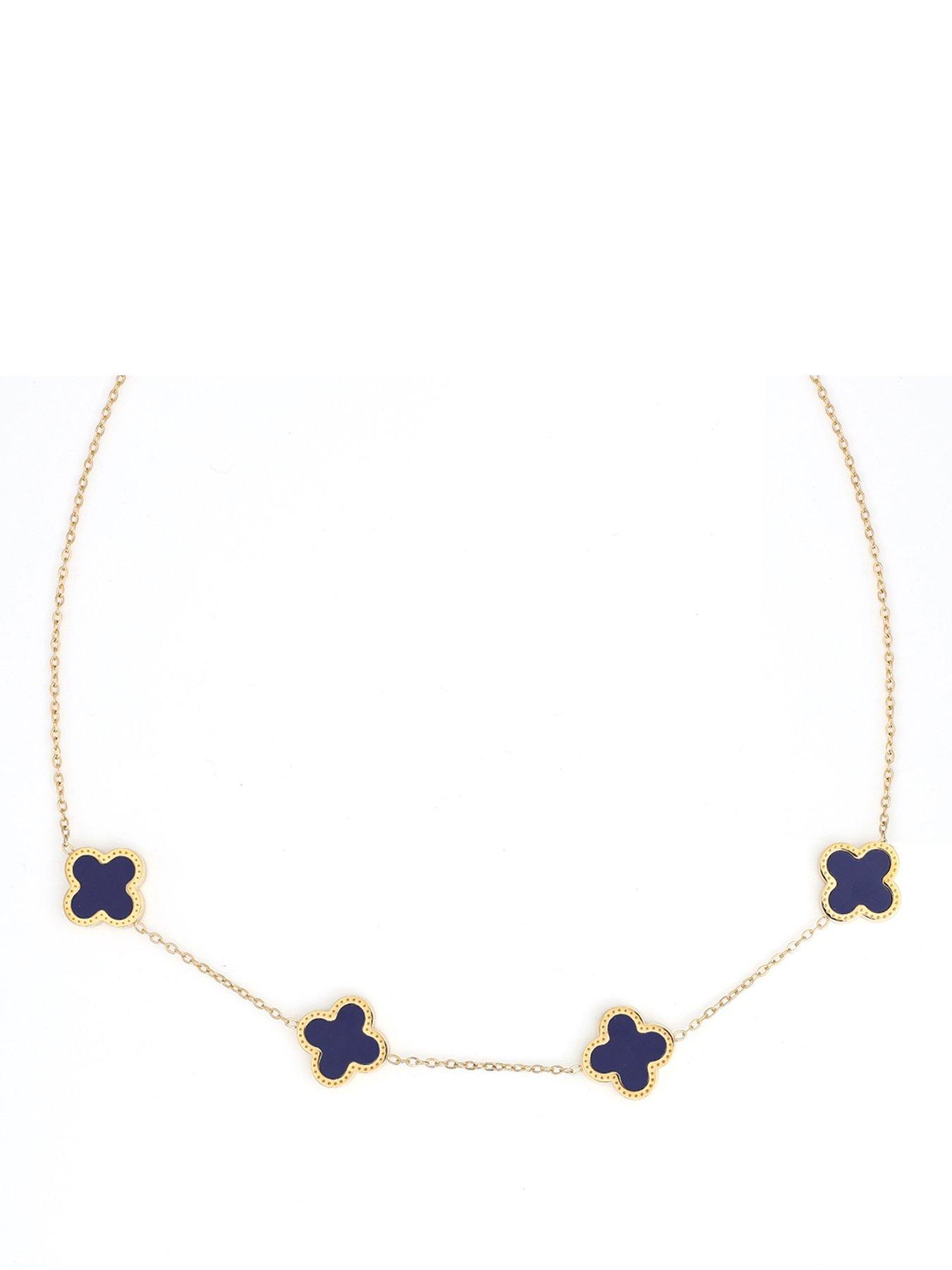 Say It With Blue Clover Necklace - Yellow Gold