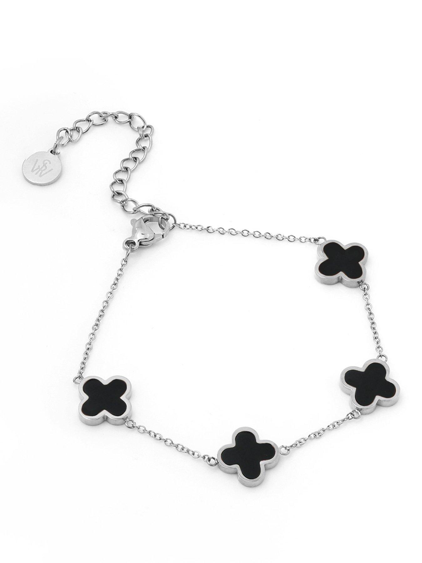 Say It With Graphite Crystal Clover Bracelet