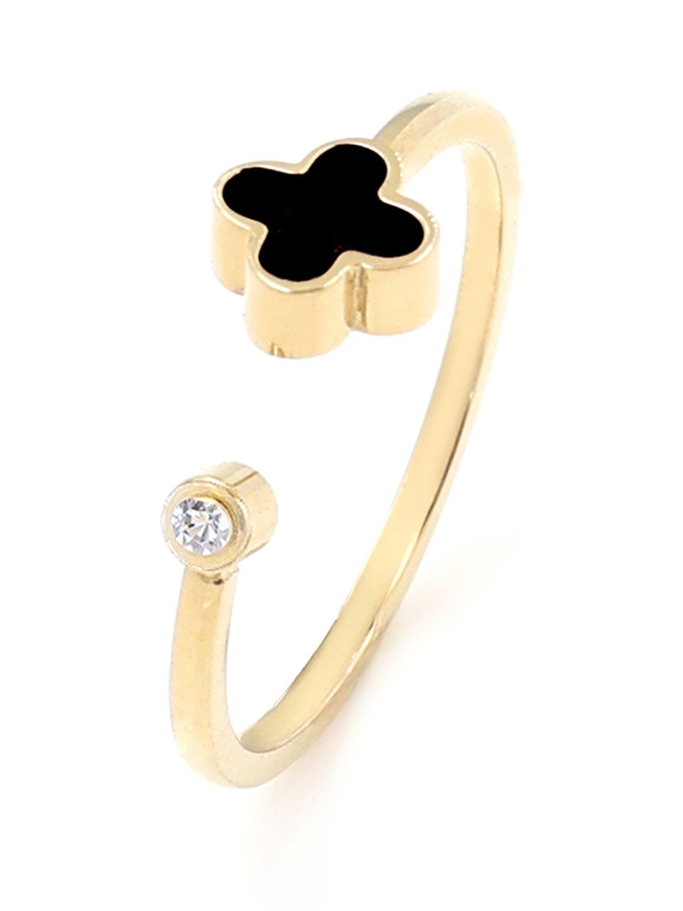 Say It With Graphite Crystal Clover Ring