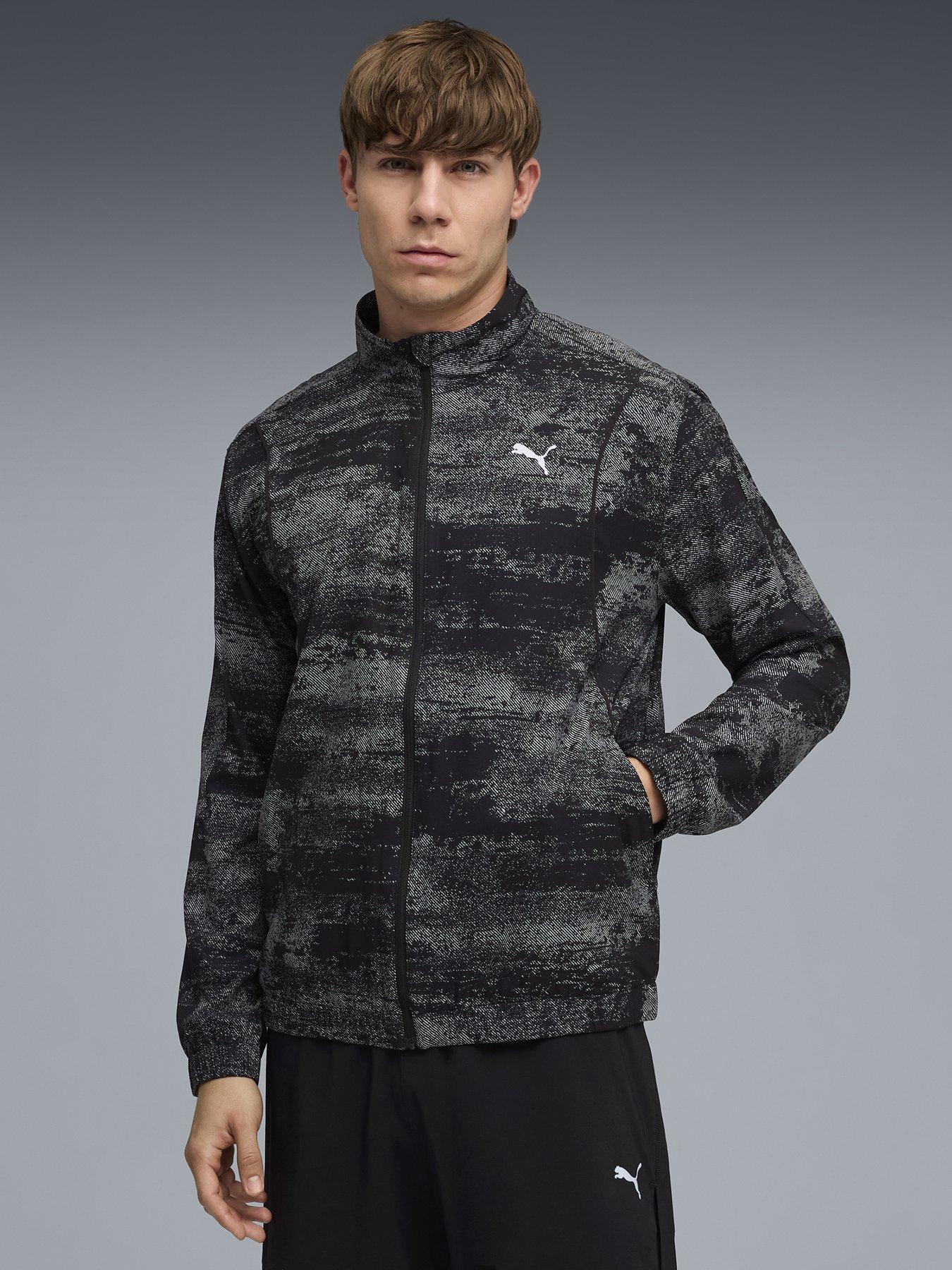 Puma Mens Running Velocity Printed Woven Jacket, Black, Size 2Xl, Men