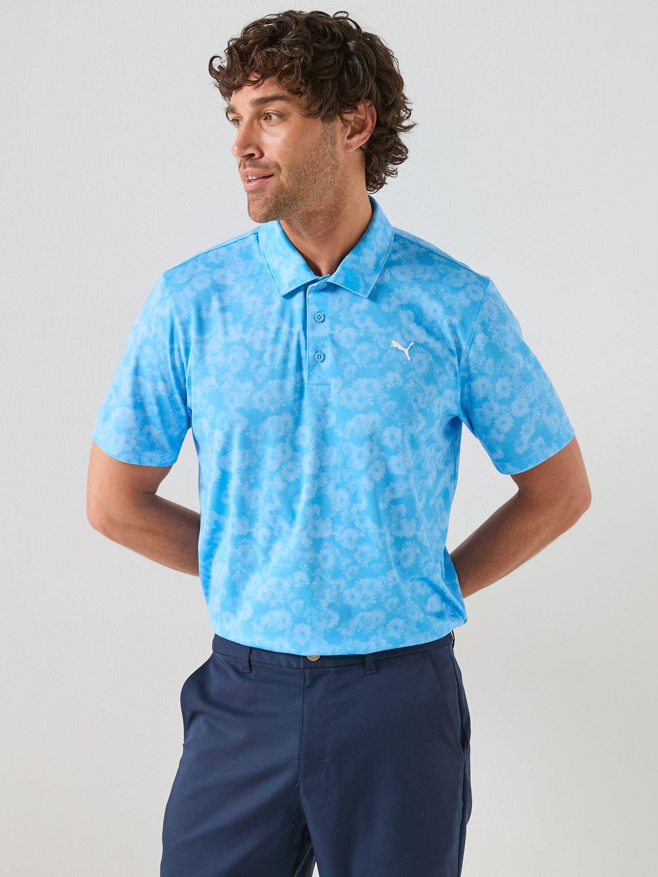 Puma Mens Golf Pure 2.0 Floral Polo - Blue