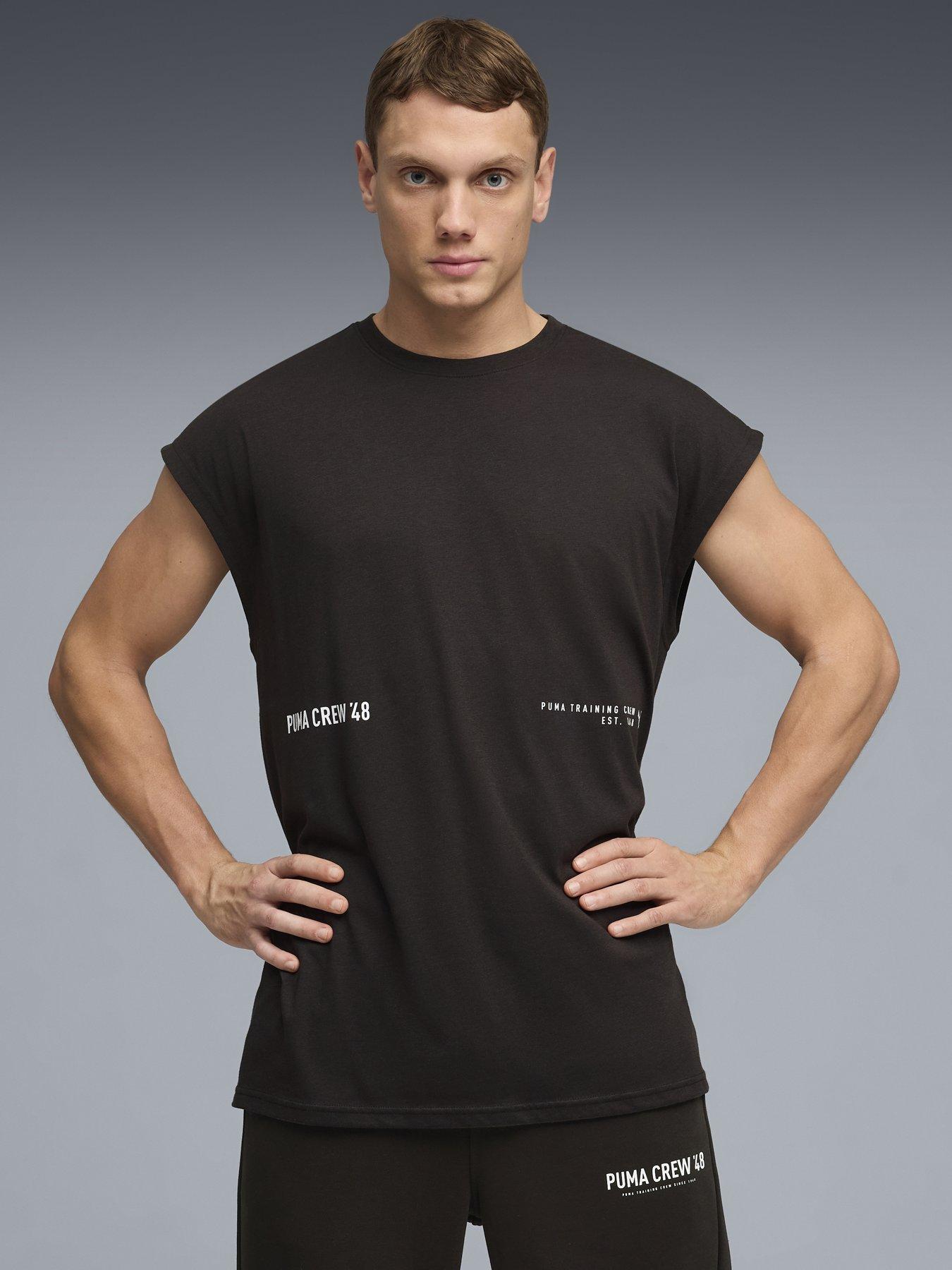 Puma Mens Training Graphic Cutoff Tank - Black
