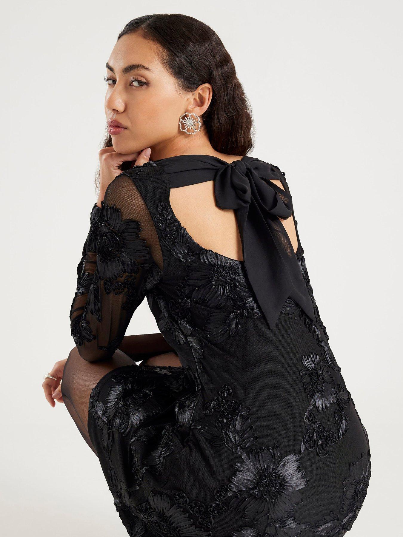 river-island-long-sleeve-bow-back-cornelli-mini-dress-black