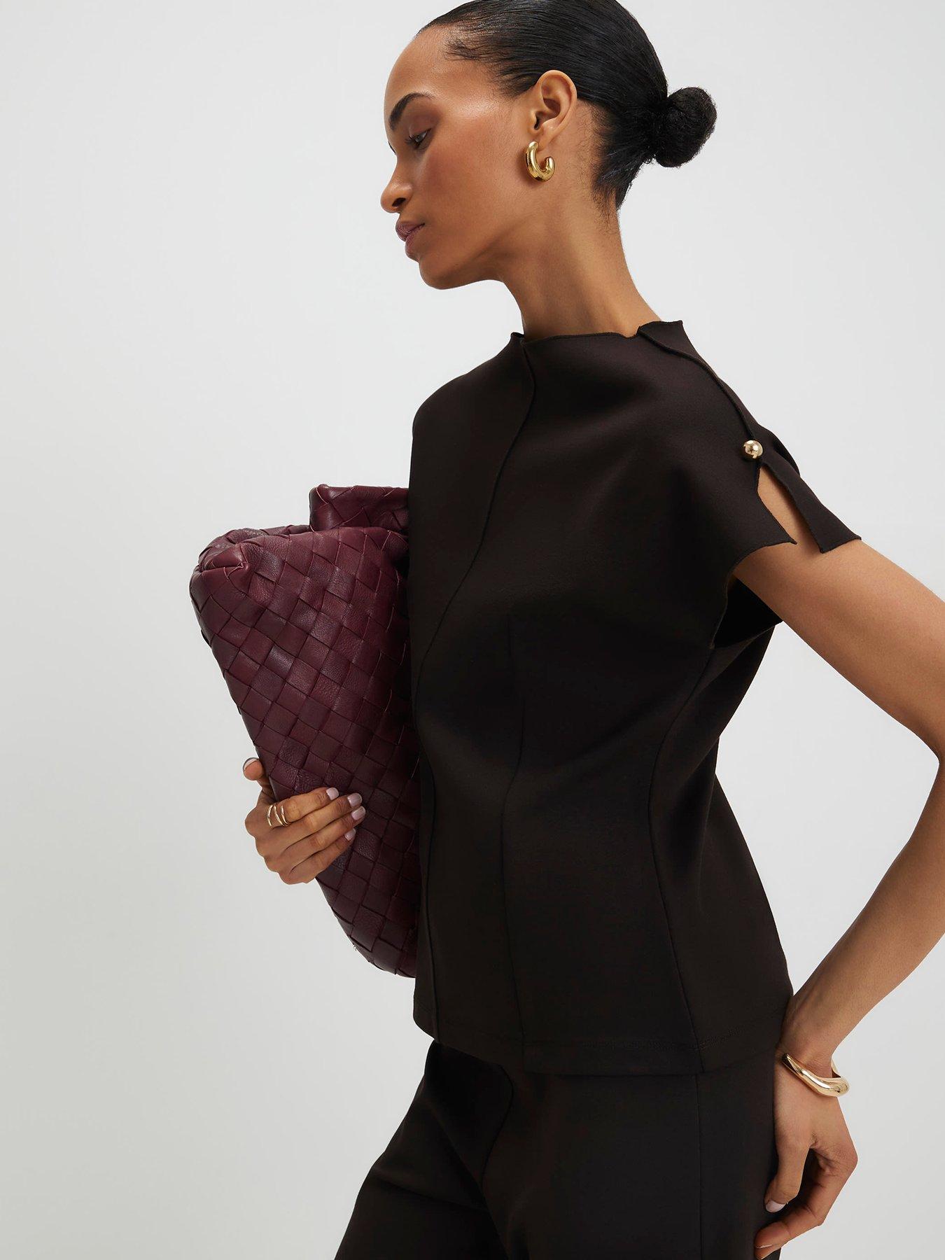 River Island Short Sleeve Interlock Top - Brown