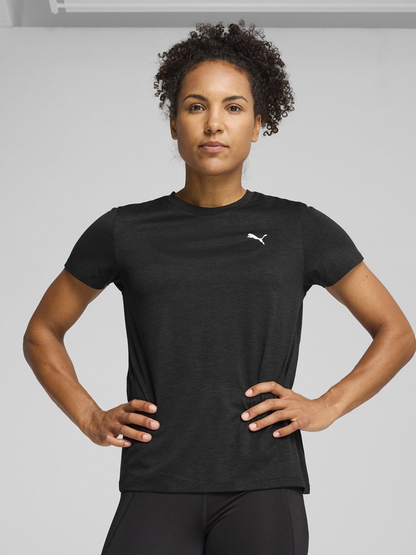 Puma Womens Training Tad Essential Heather T-Shirt, Black, Size L, Women
