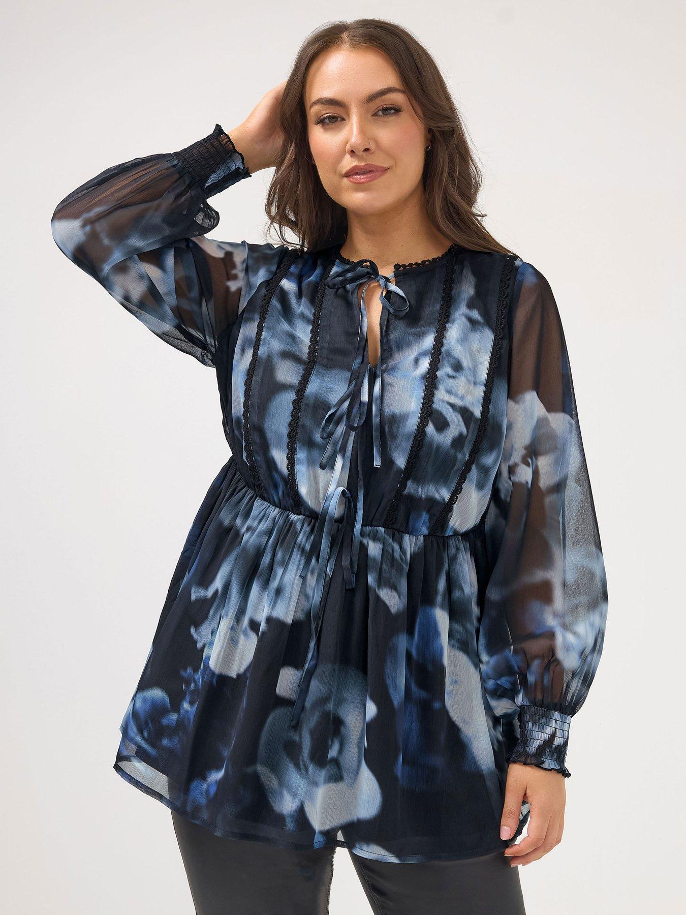 yours-curve-crochet-tape-tie-front-blouse-black