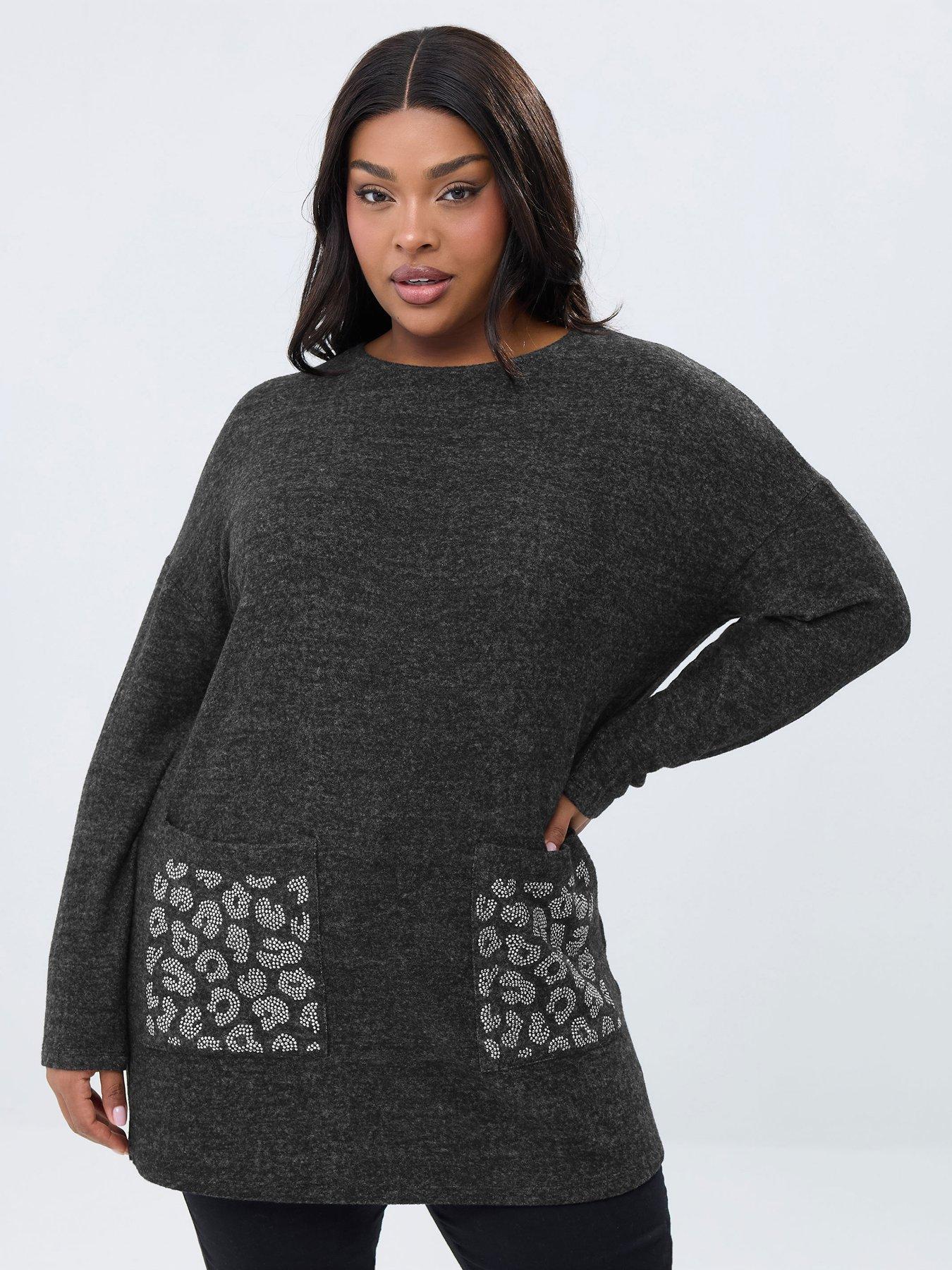 Yours Curve Leopard Pocket Jumper