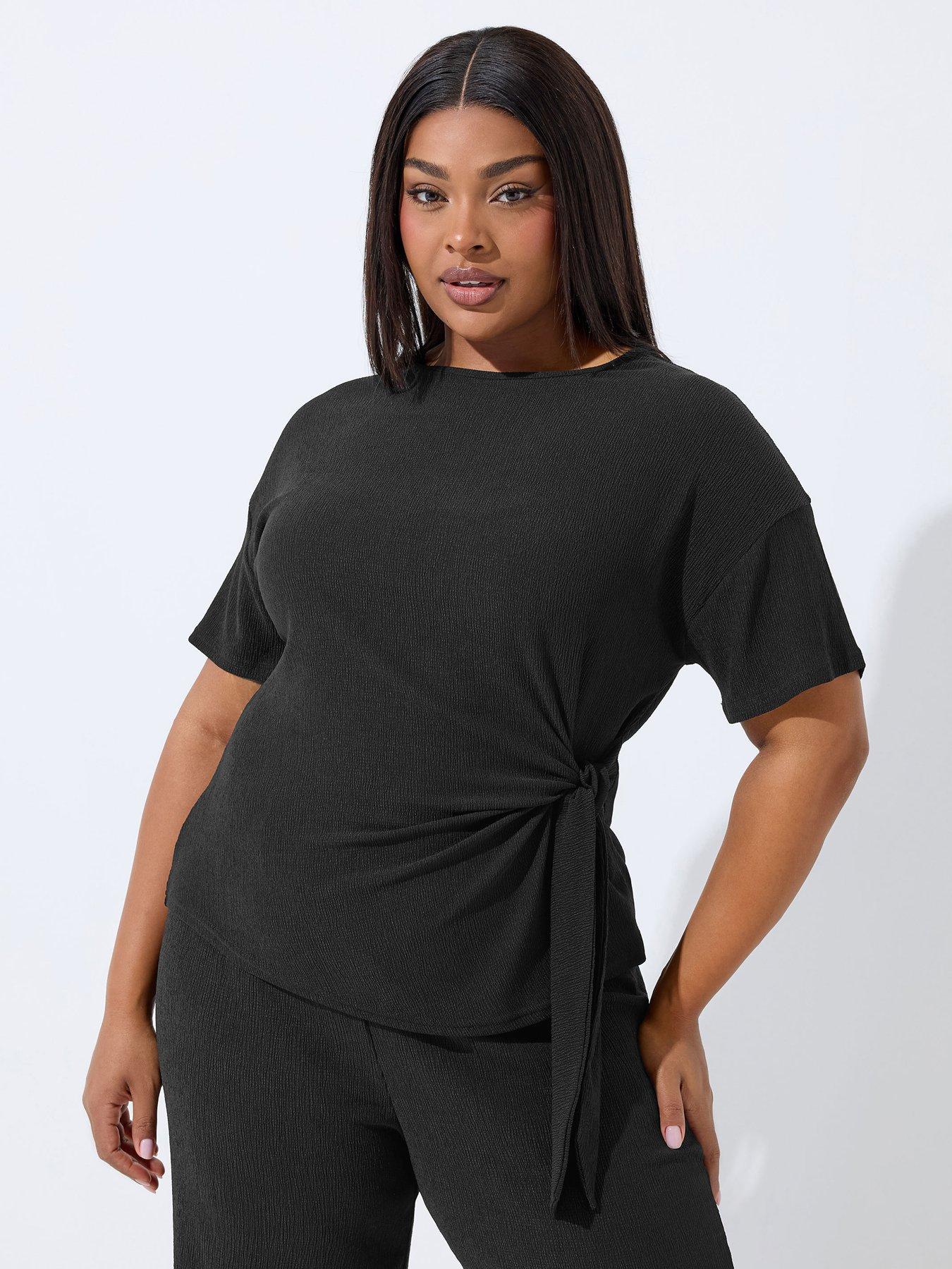 Yours Curve Tie Top - Black
