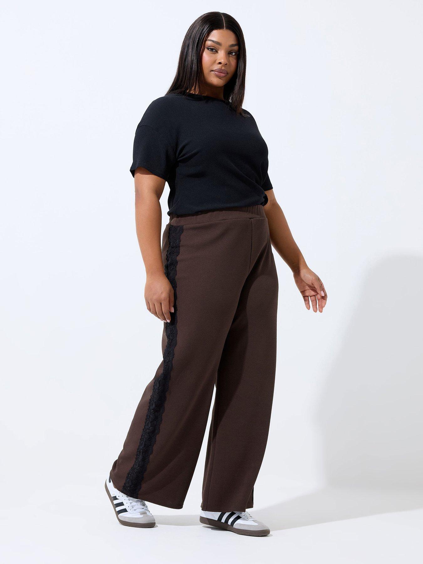 yours-curve-lace-insert-trouser-brown