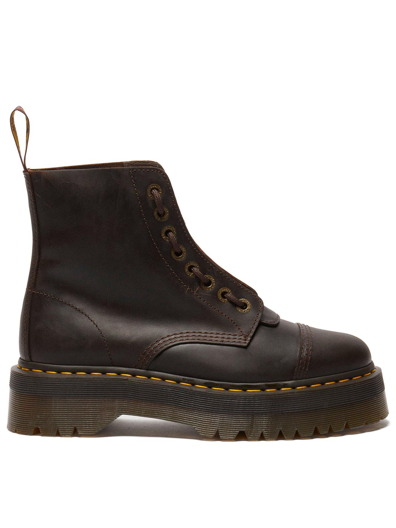 Dr Martens Sinclair Crazy Horse Leather Platform Boots - Dark Brown