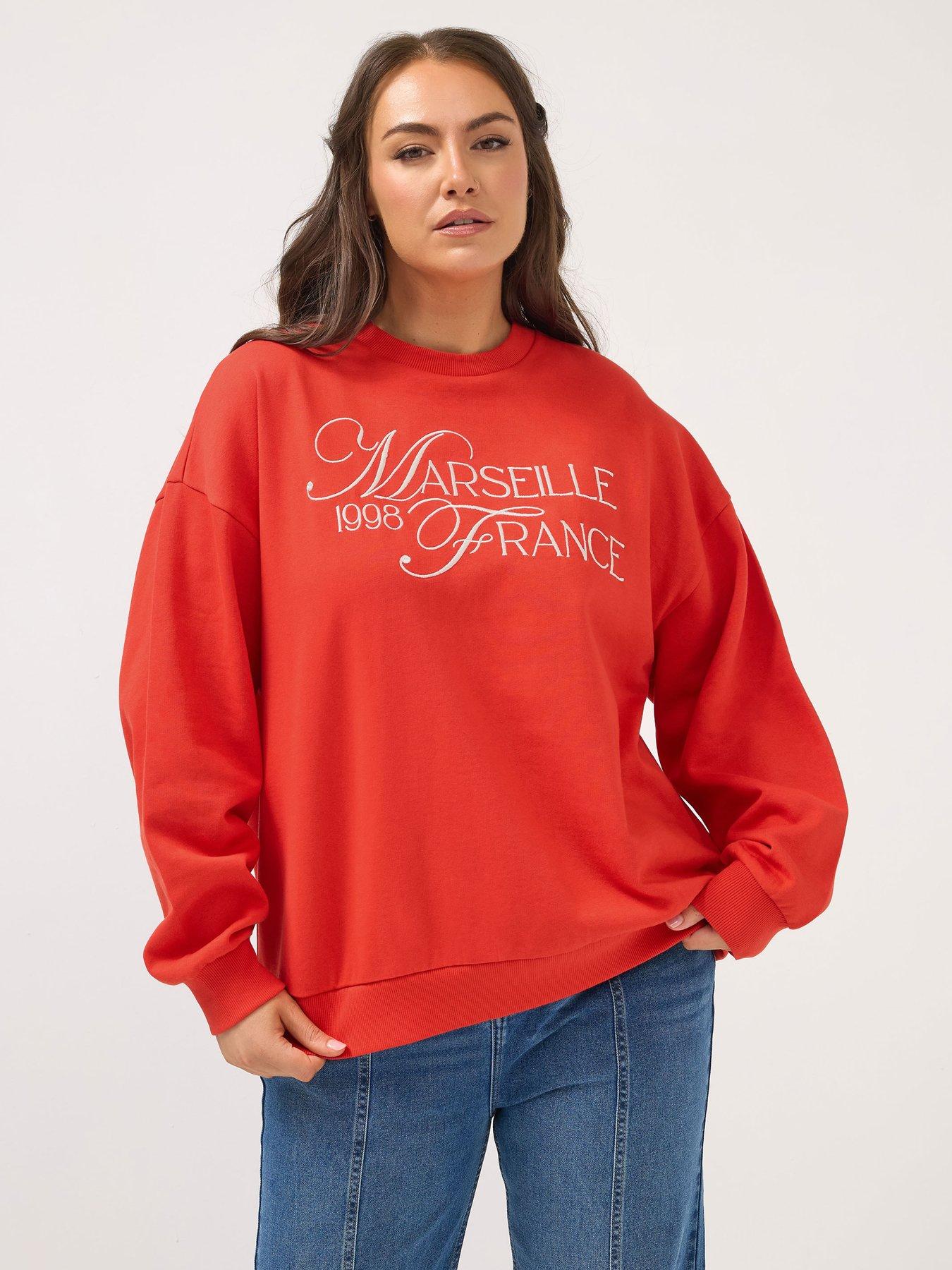 Yours Curve France Sweatshirt - Red