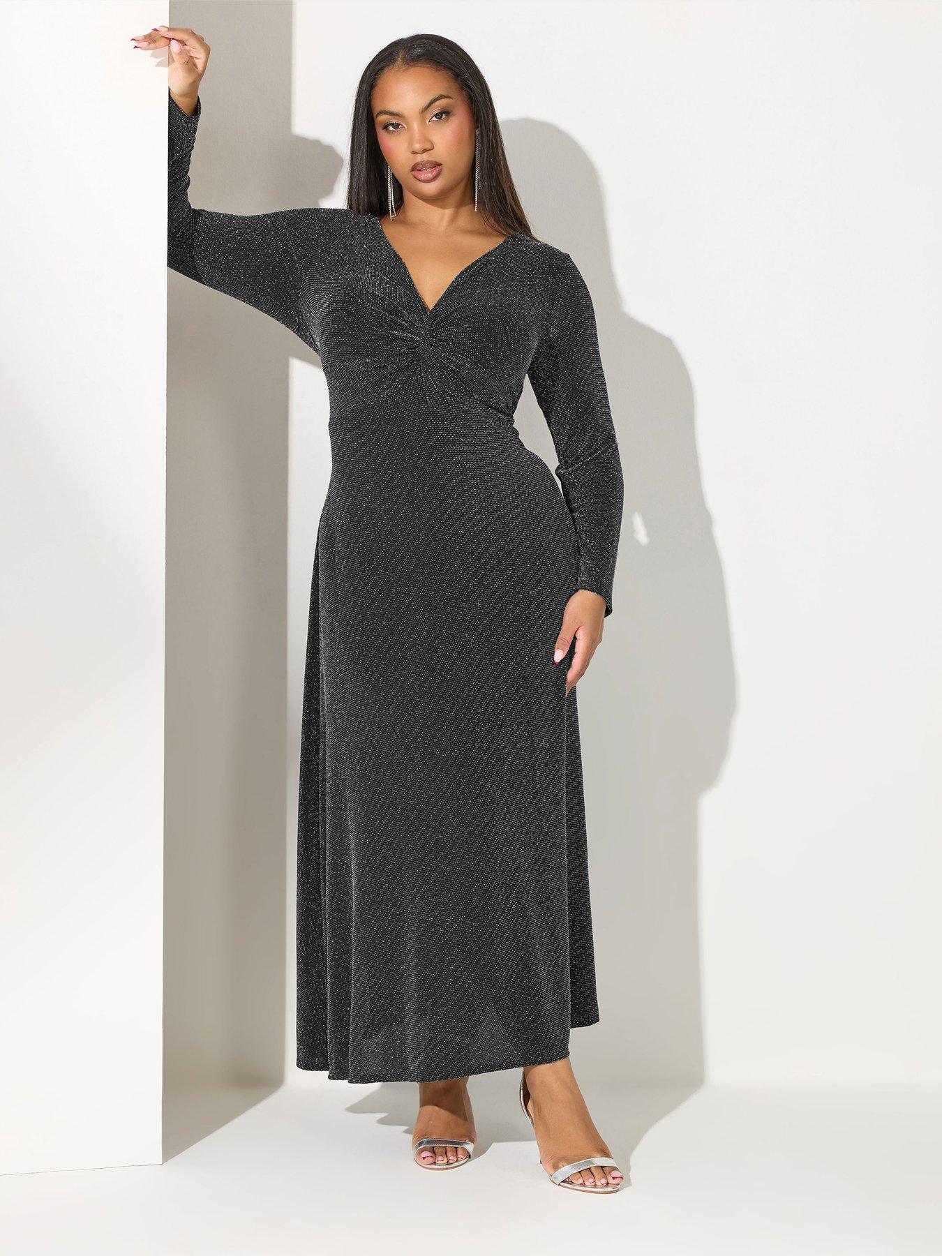 Yours Curve Metallic Knot Front Dress