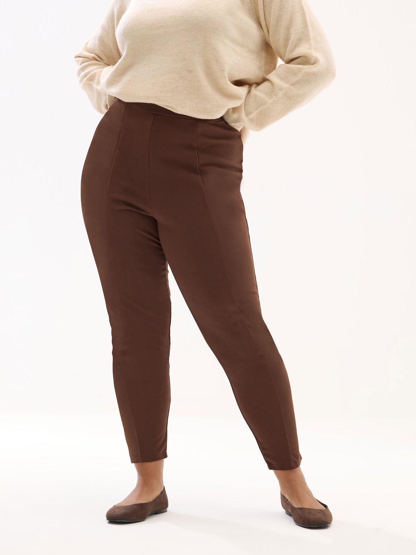 yours-curve-scuba-tapered-trouser-brown