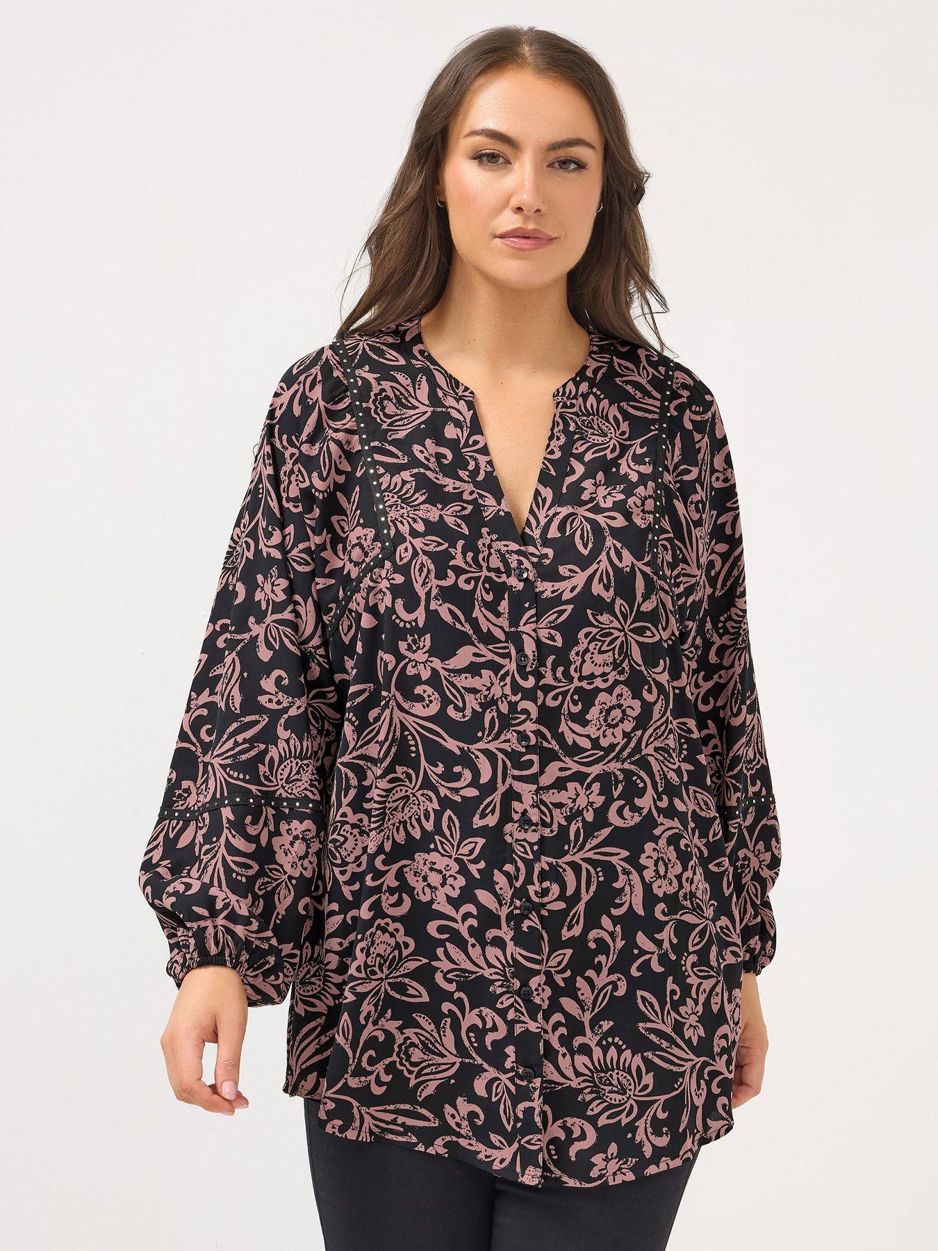 Yours Curve Stud Embellished Blouse - Black