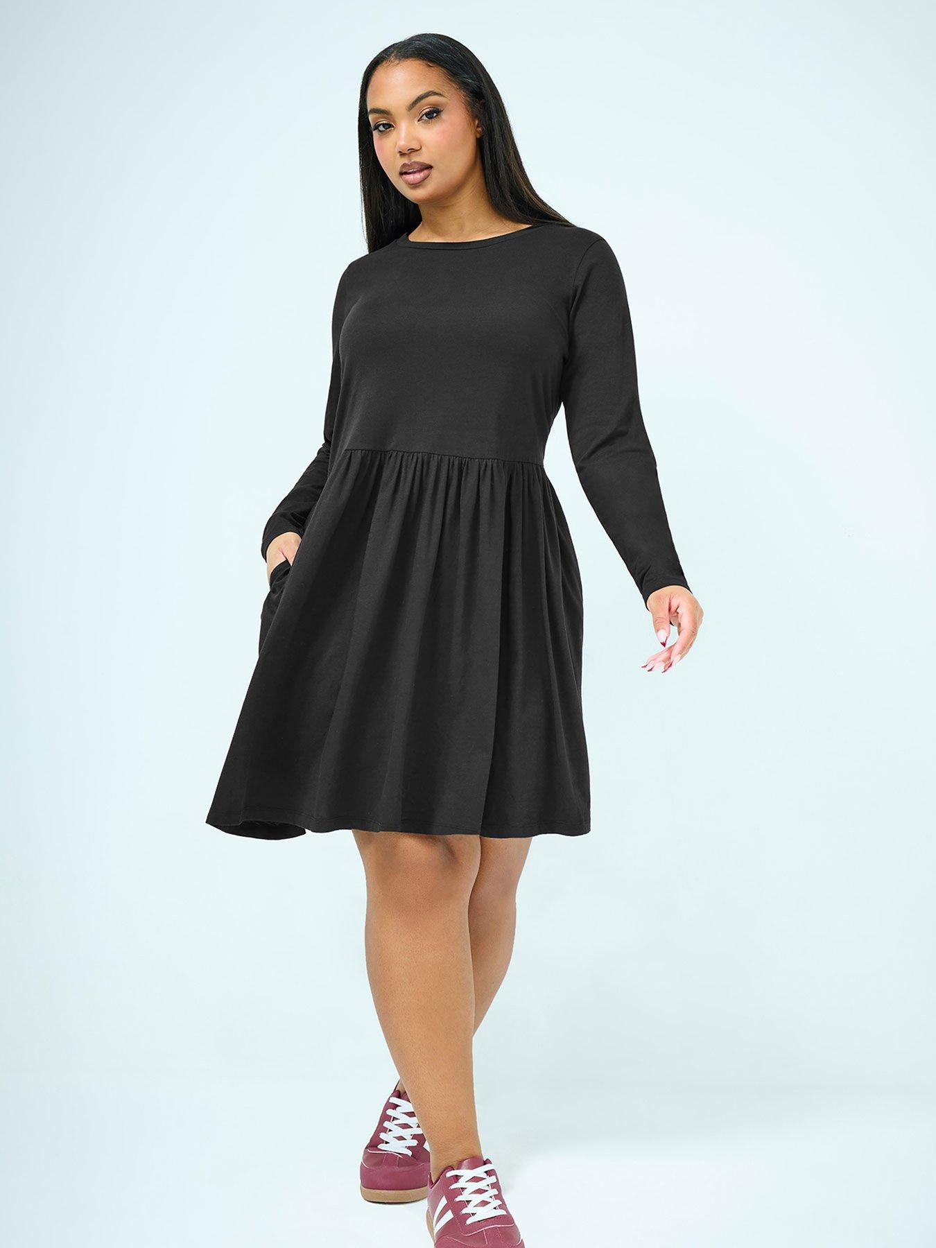 Yours Curve Peplum Dress - Black